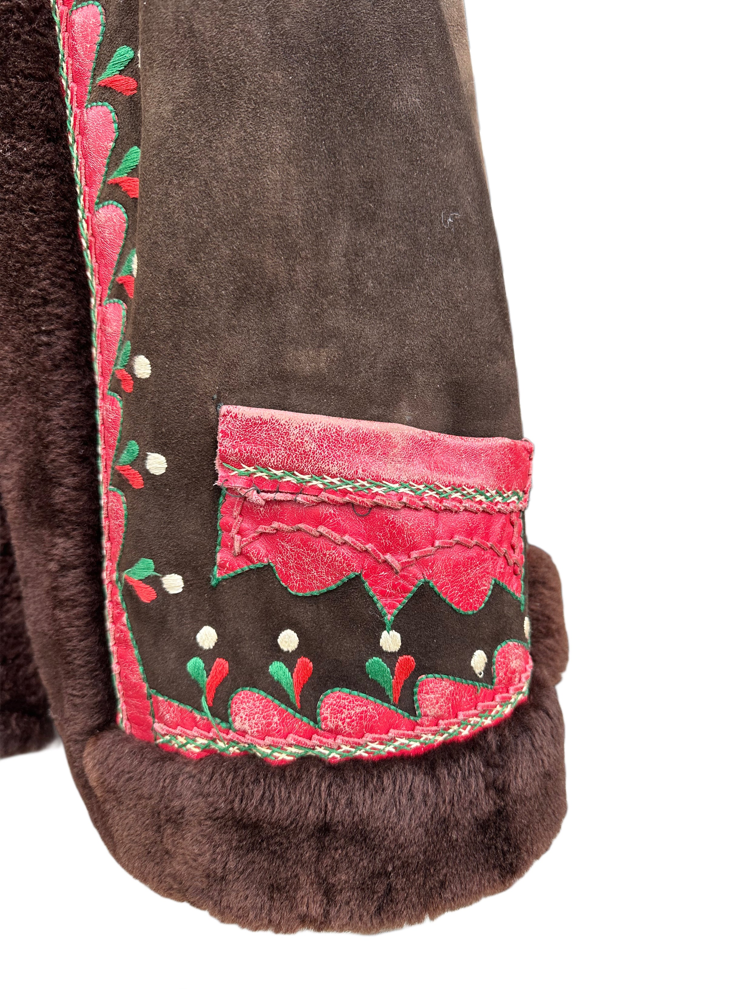 Vintage 1970's Polish Sheepskin Jacket with embroidered details