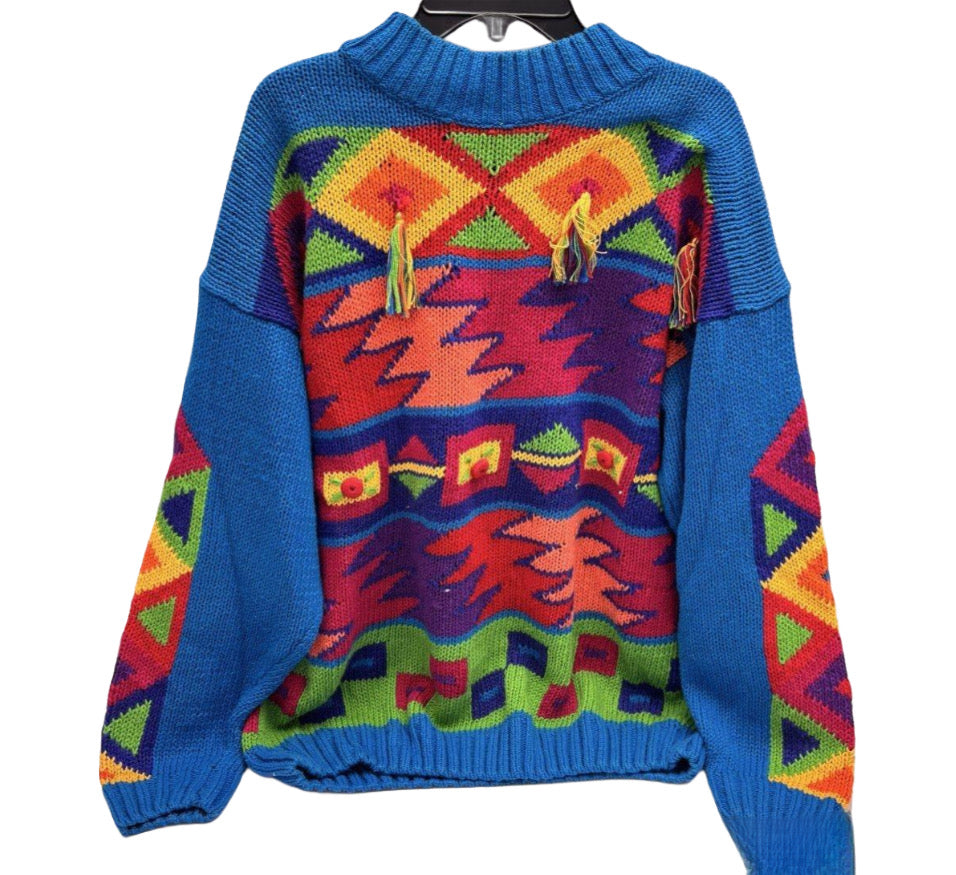 Vintage Memphis Jones Tassel Southwestern Knit Sweater (S)