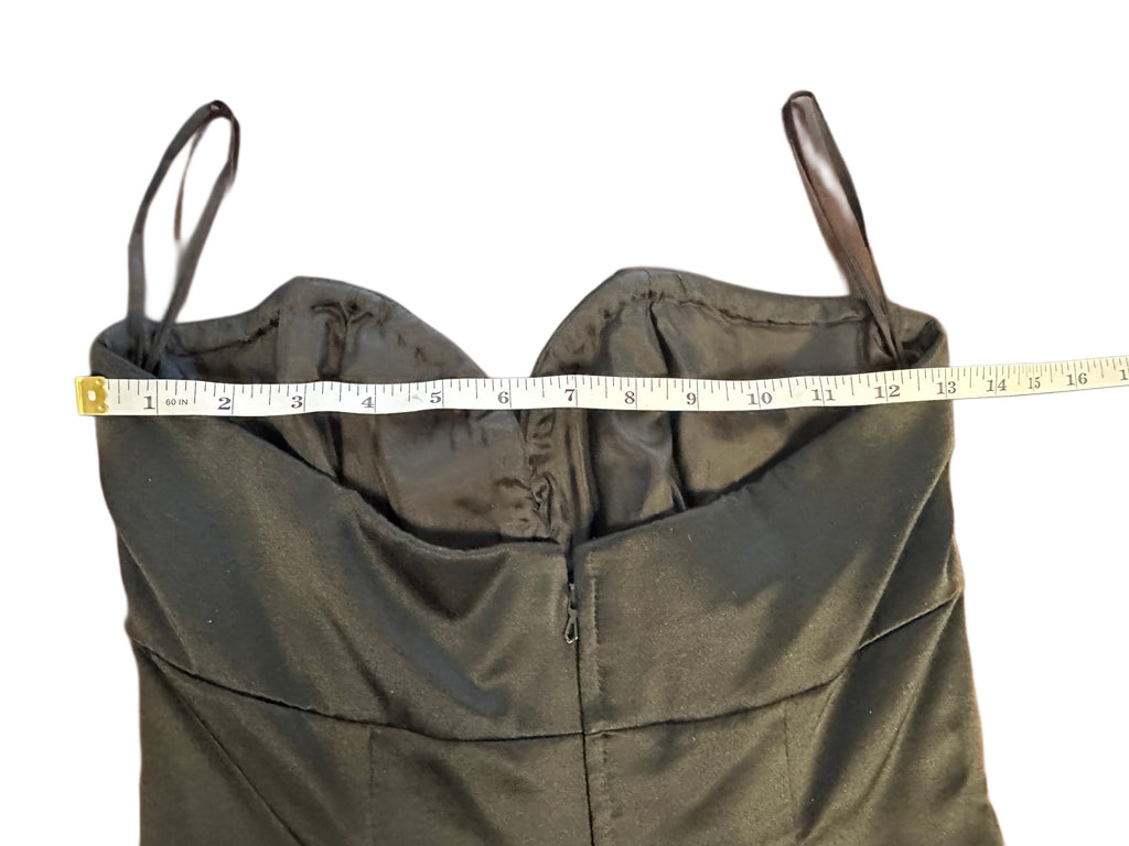 Black Satin Vicky Tiel Tea Length Couture Dress