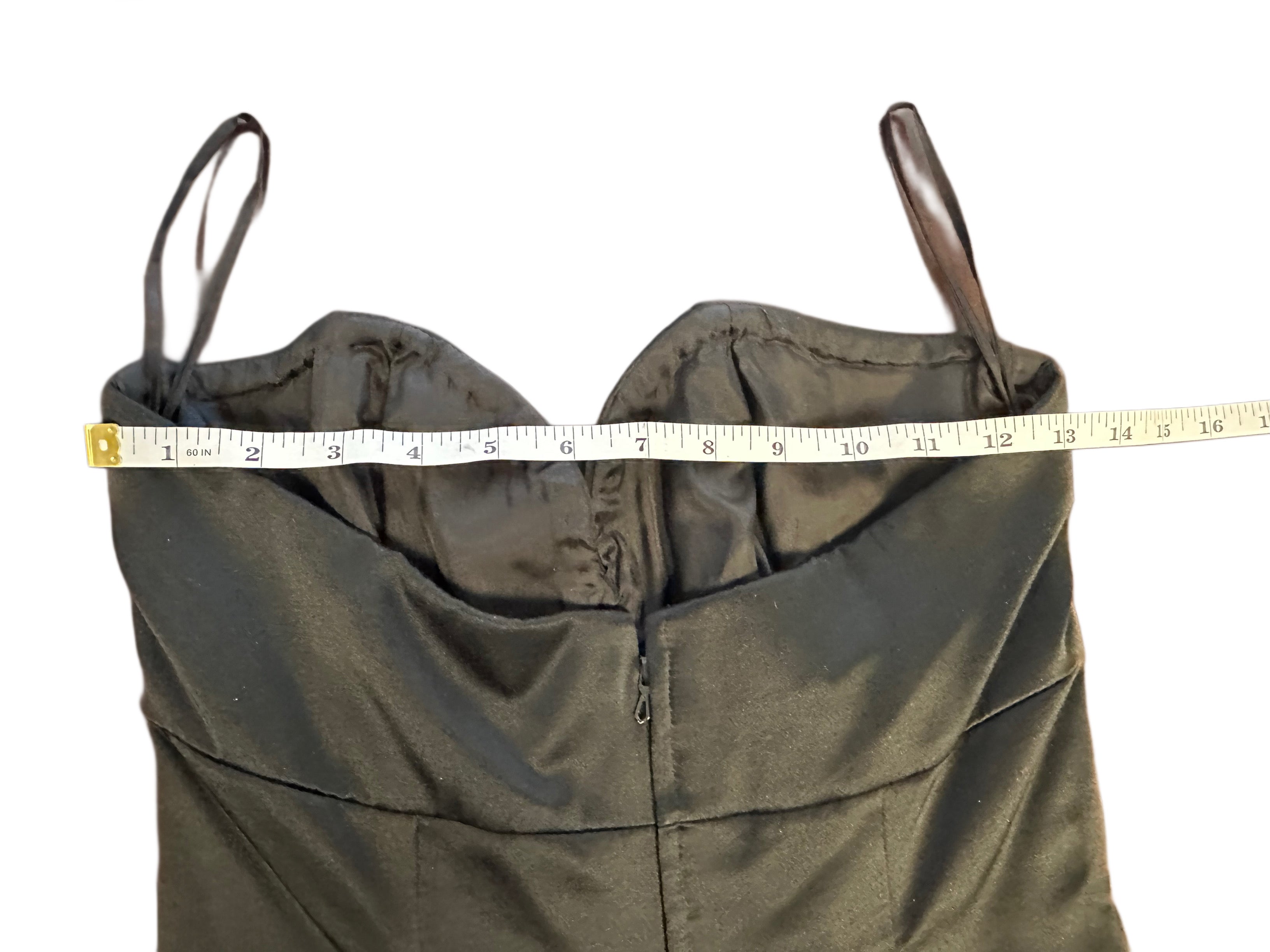 Black Satin Vicky Tiel Tea Length Couture Dress