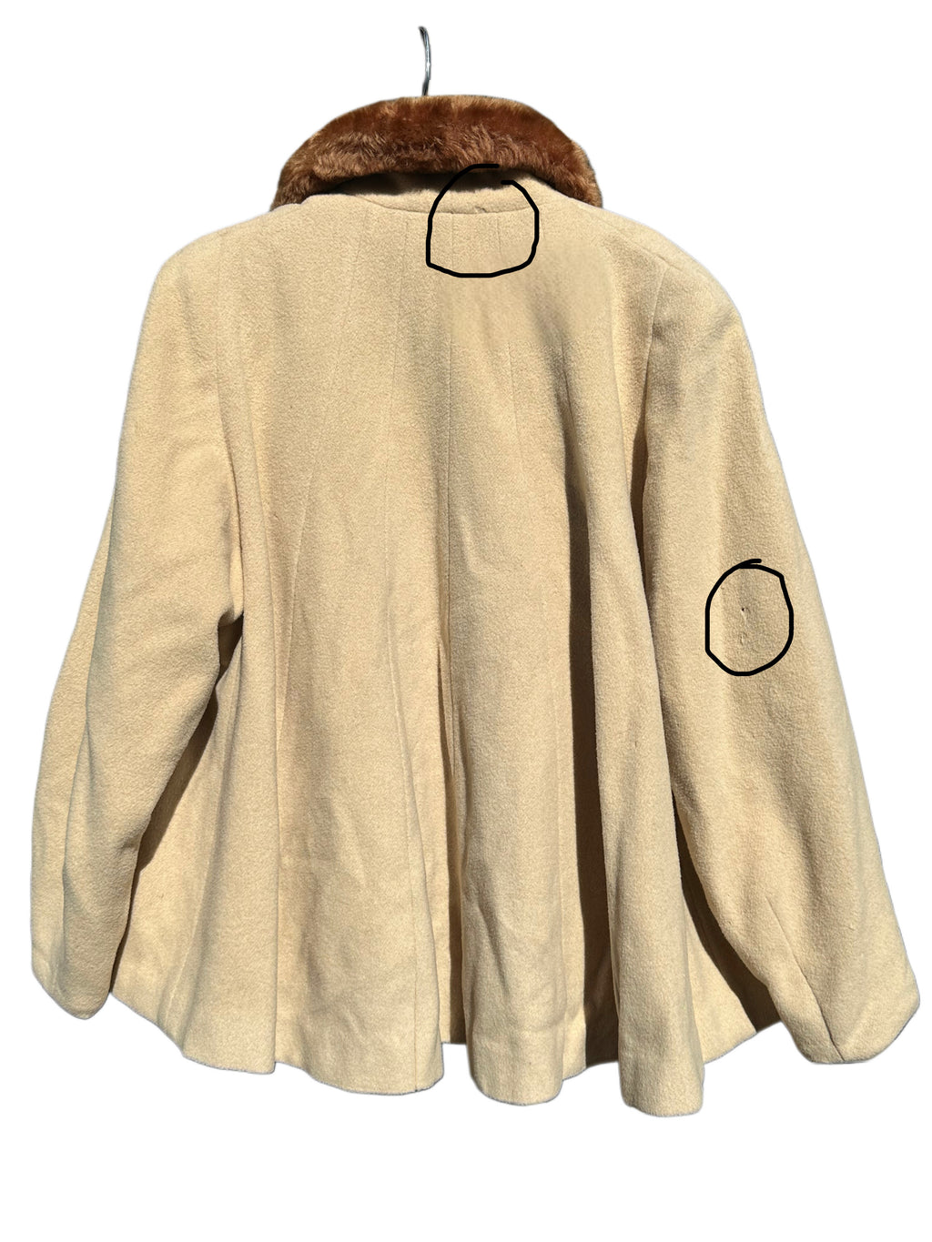 Vintage 1940's-1950's Camel Faux Fur Trimmed Jacket
