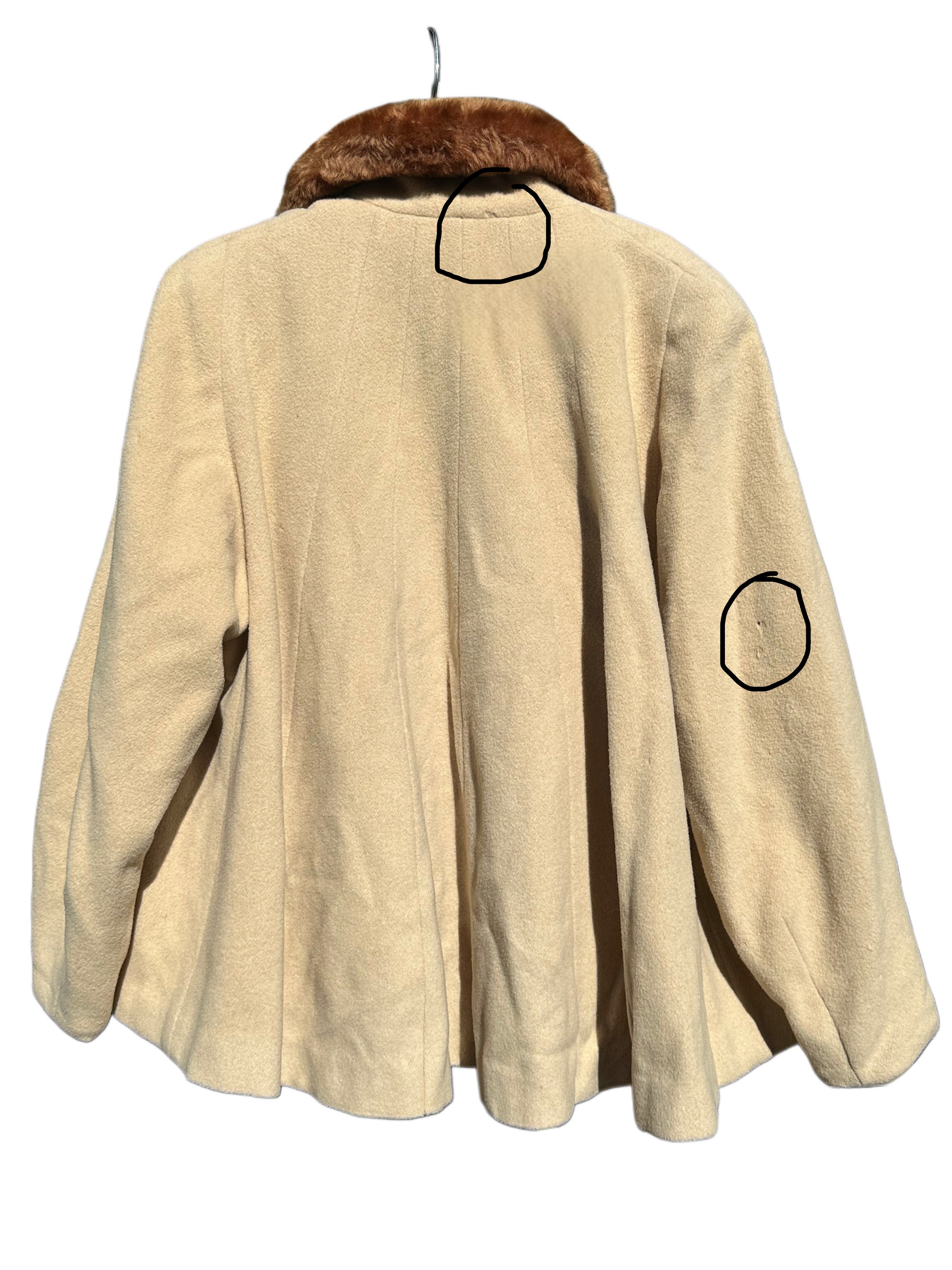 Vintage 1940's-1950's Camel Faux Fur Trimmed Jacket