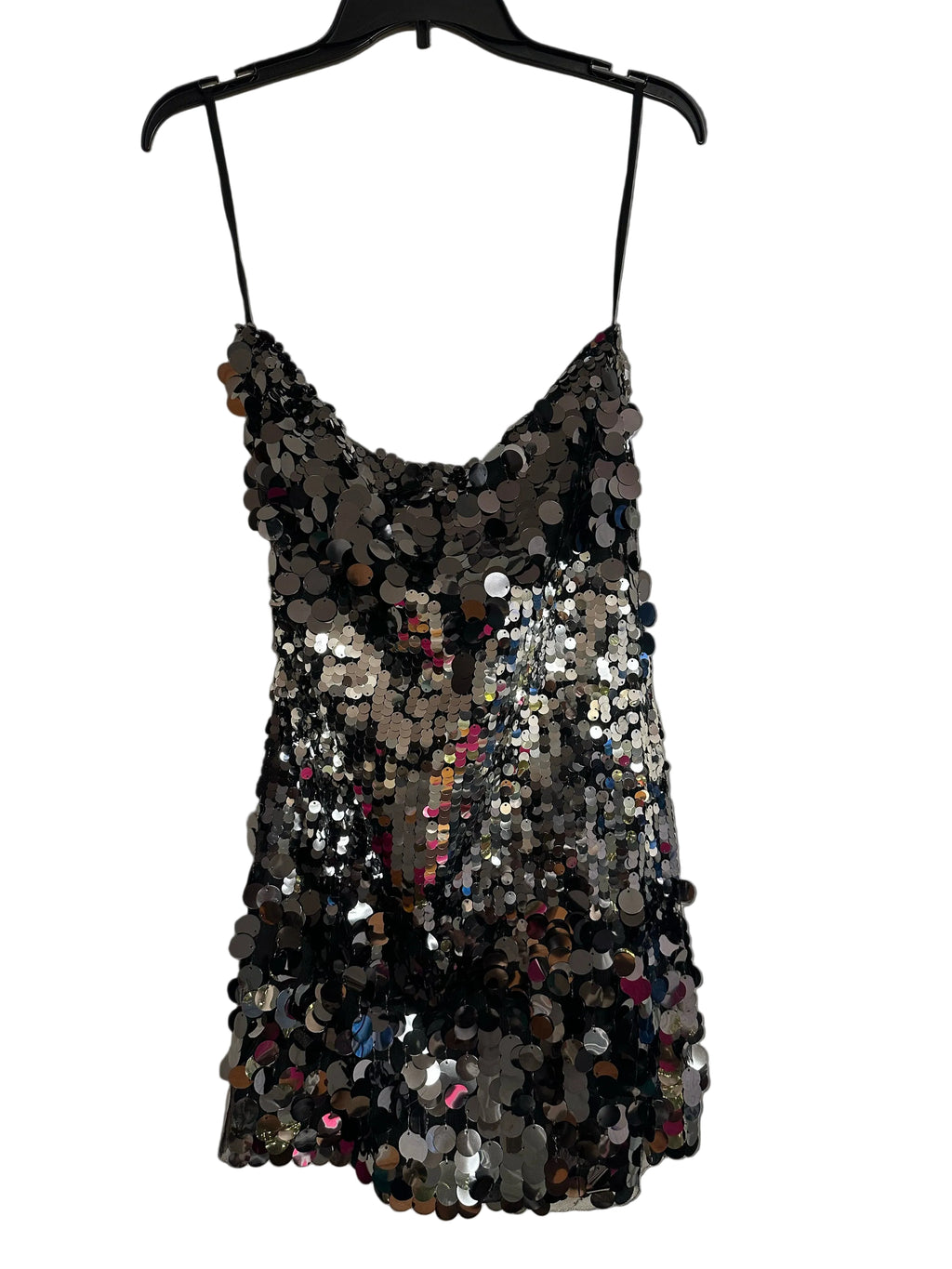 Silver Sequin Strapless  Mini Dress