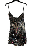 Silver Sequin Strapless  Mini Dress