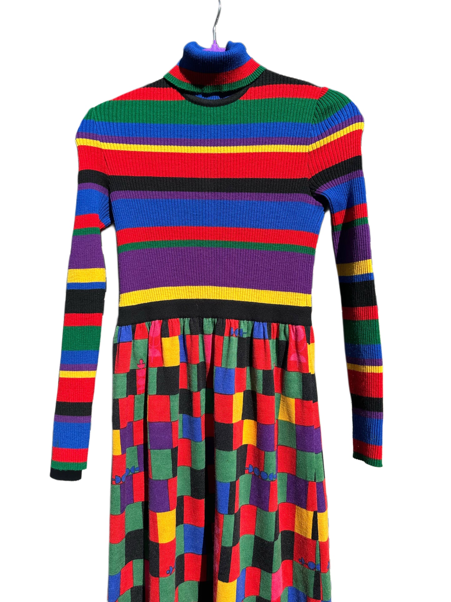 I Magnin & Co 1960's Colorblock Designer Knit Dress Size 12