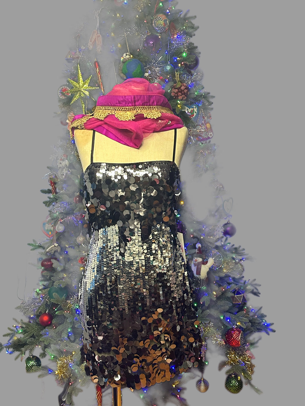 Silver Sequin Strapless  Mini Dress