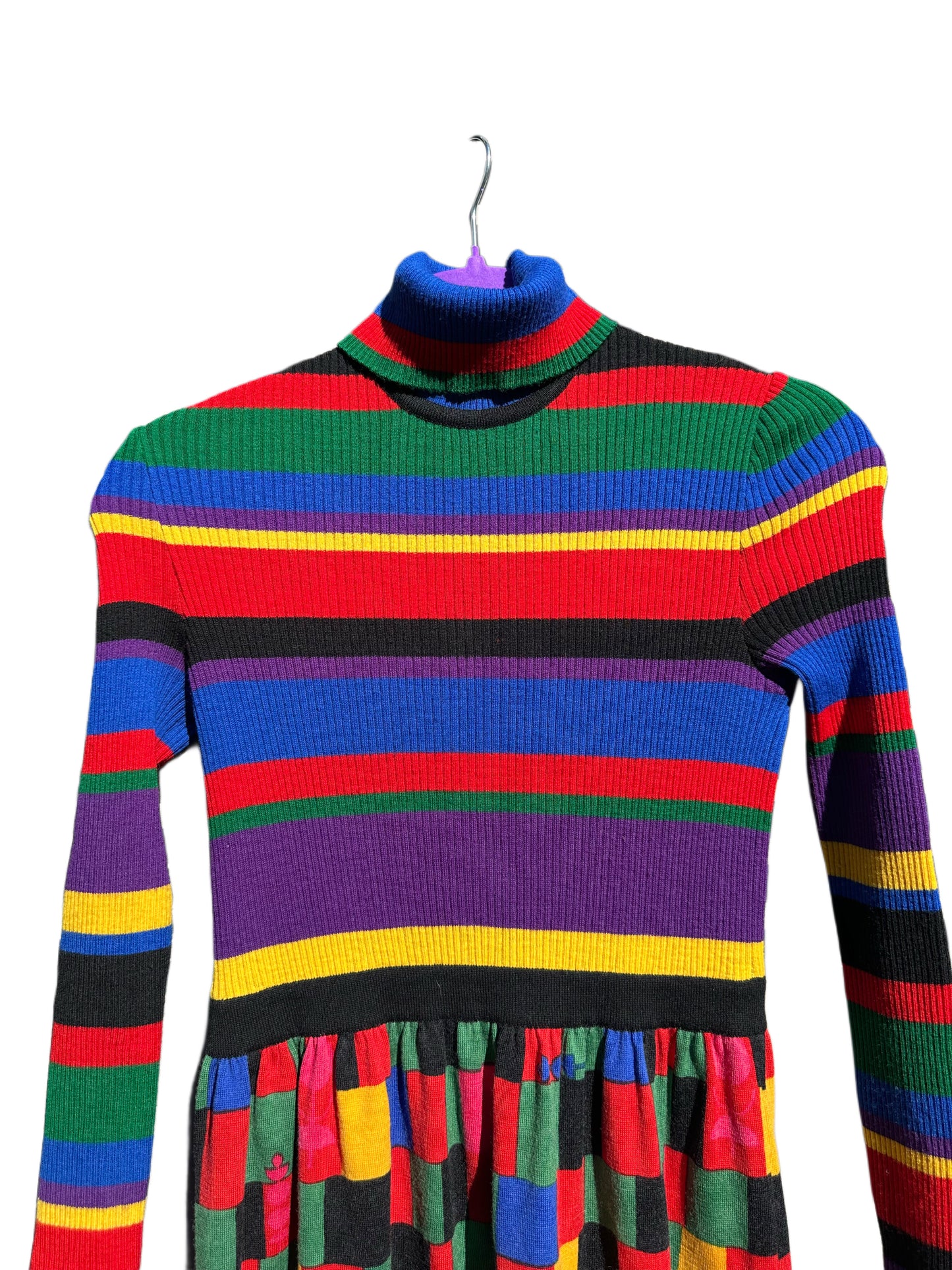 I Magnin & Co 1960's Colorblock Designer Knit Dress Size 12