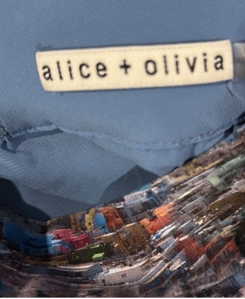 Alice and Olivia Ocean Waves Print Flare Midi