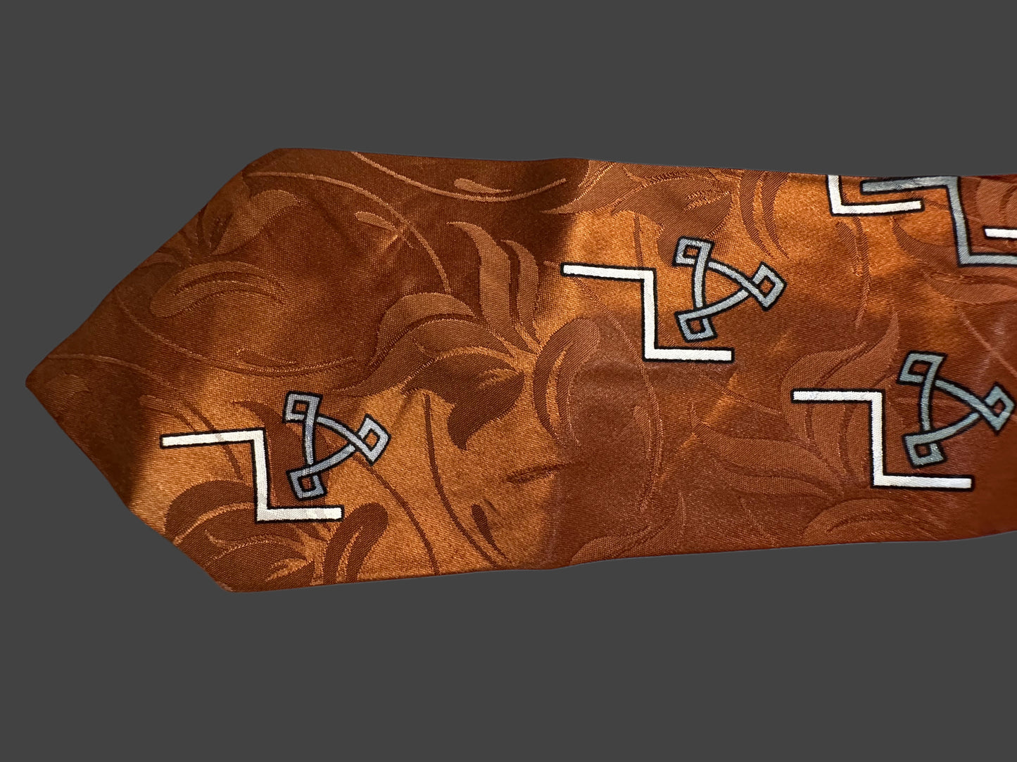 Vintage 1950's Satin Brown Tie with Geometric design