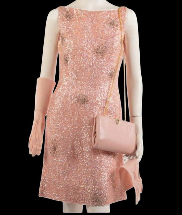 Rare Fran La Bianca Vintage Pink Sequined Dress