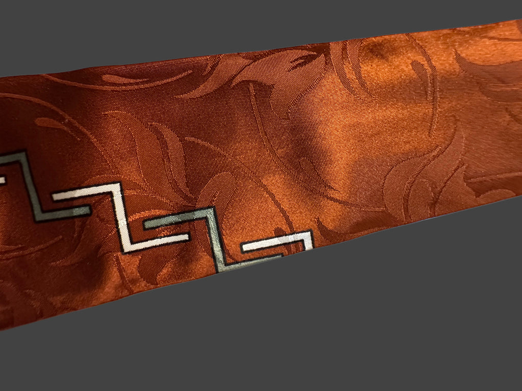 Vintage 1950's Satin Brown Tie with Geometric design