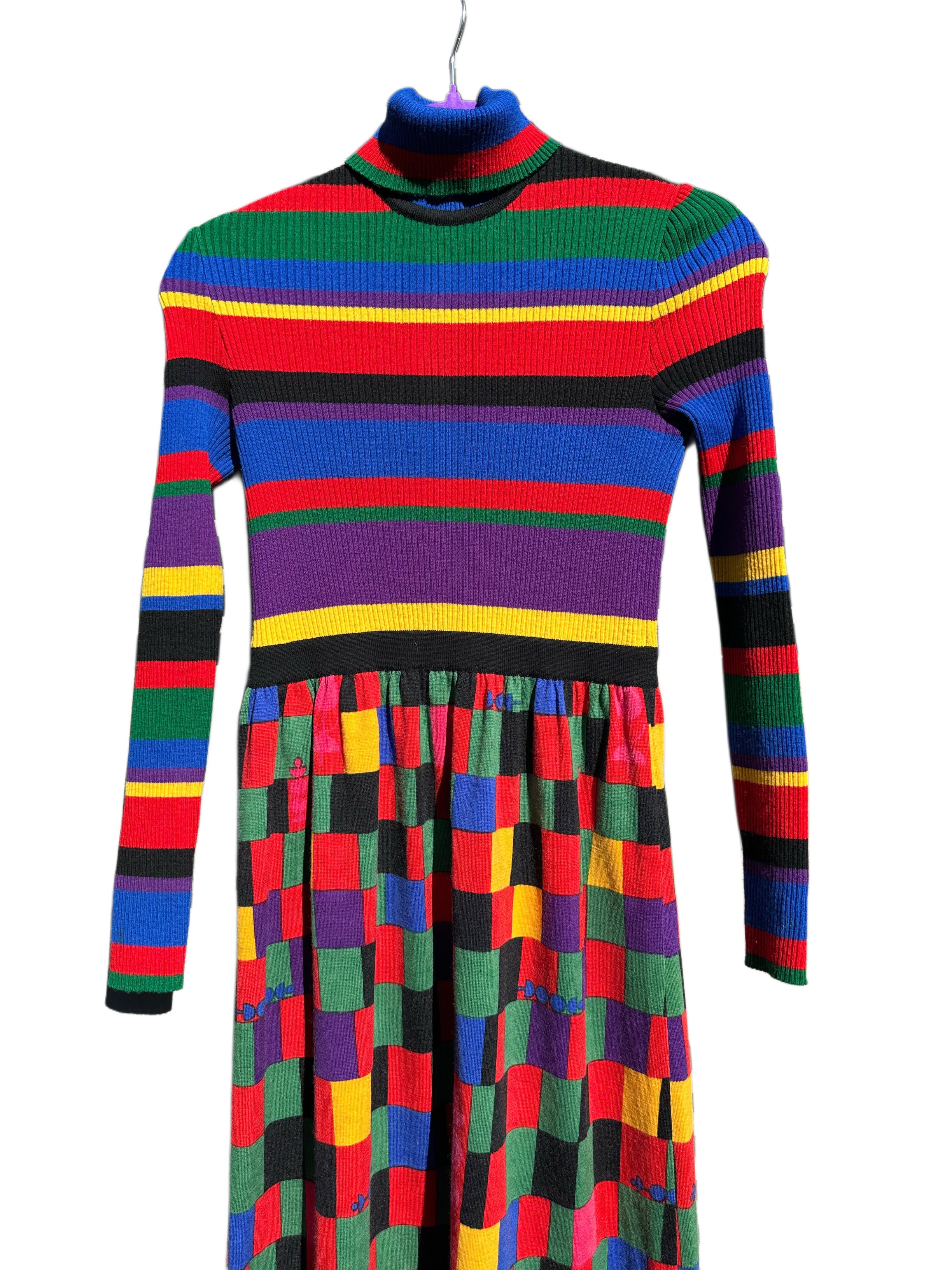 I Magnin & Co 1960's Colorblock Designer Knit Dress Size 12