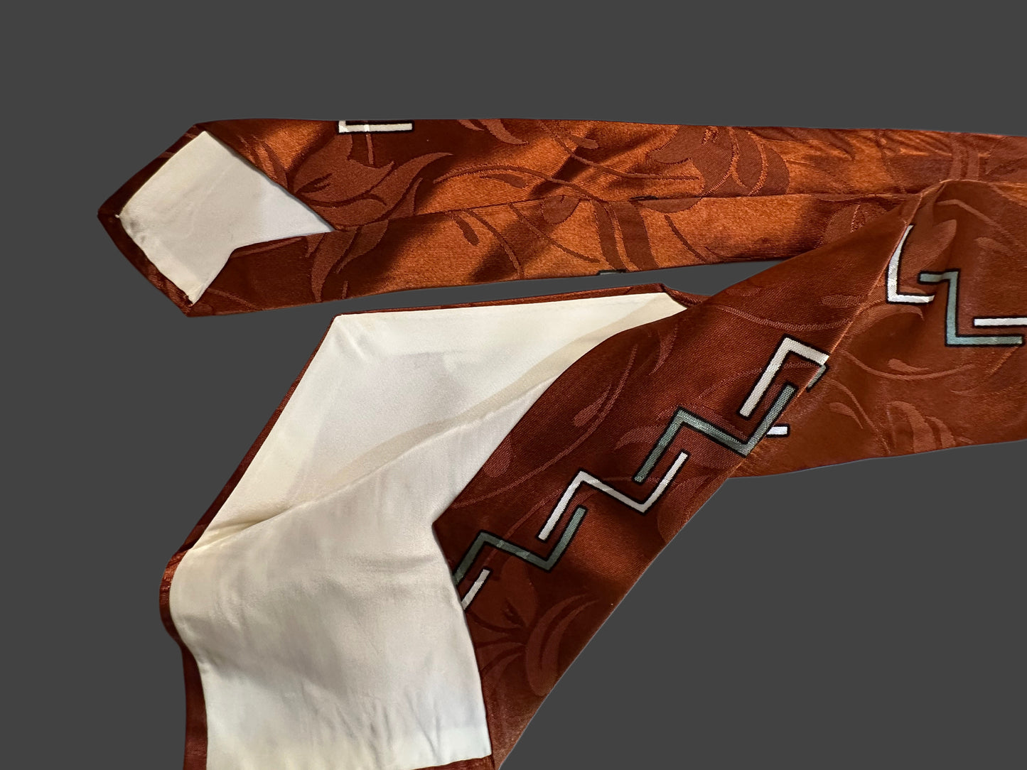 Vintage 1950's Satin Brown Tie with Geometric design