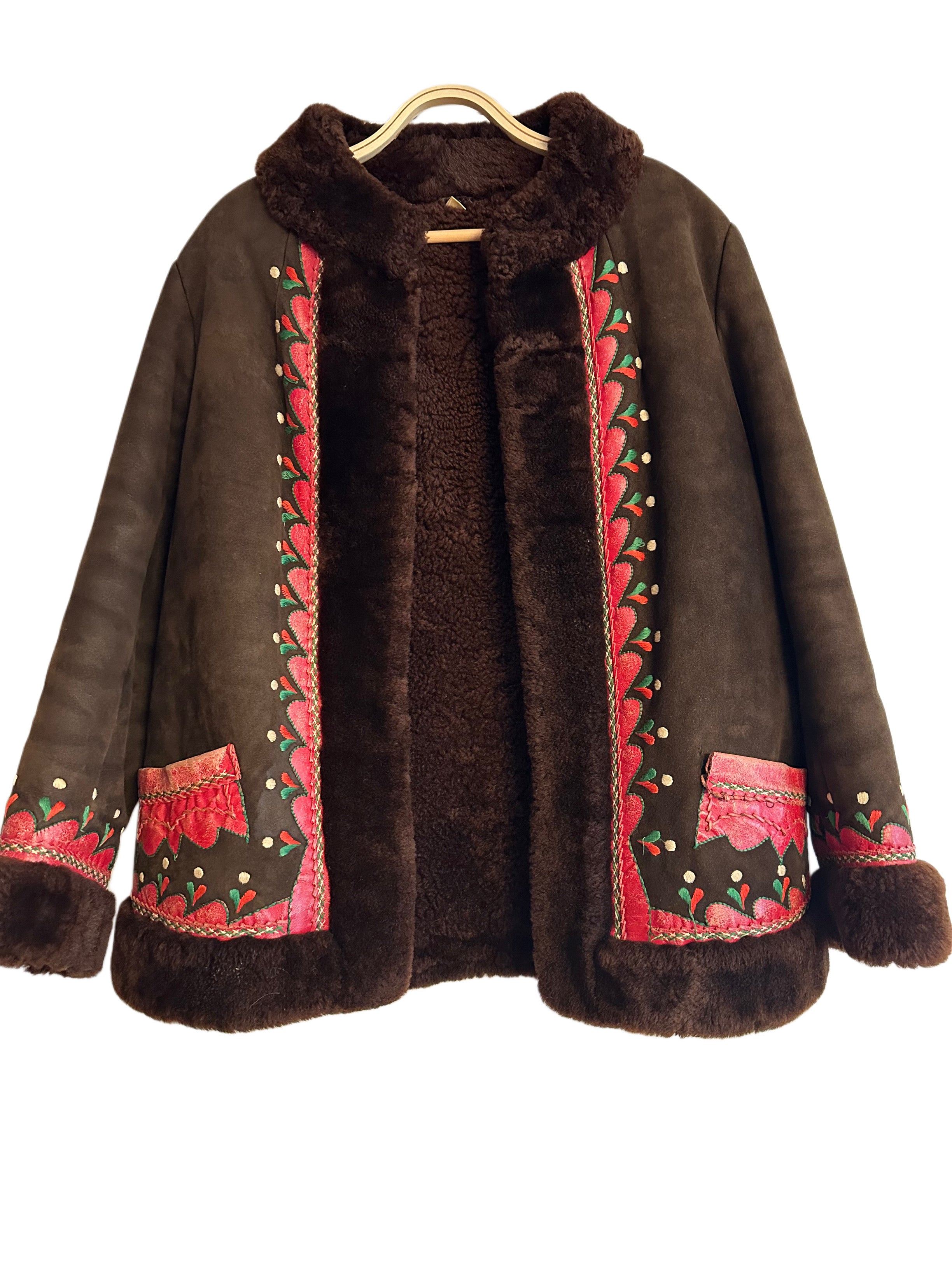 Vintage 1970's Polish Sheepskin Jacket with embroidered details