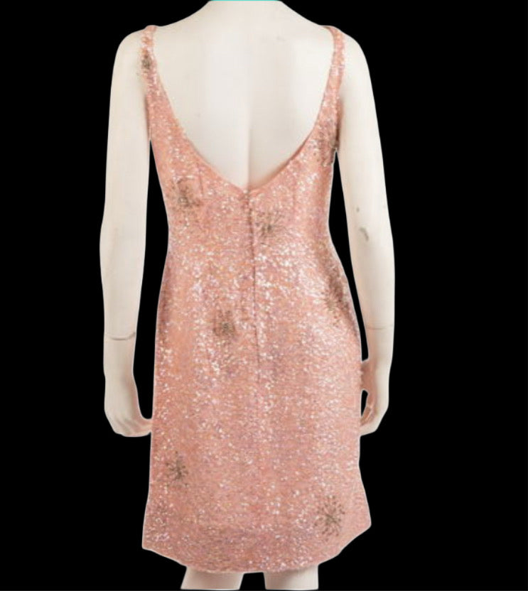 Rare Fran La Bianca Vintage Pink Sequined Dress