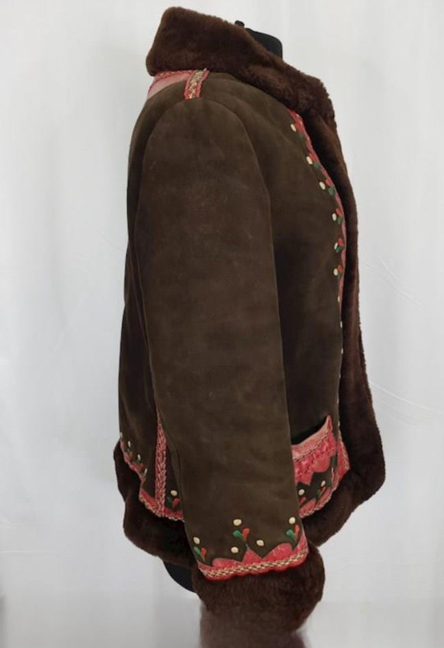 Vintage 1970's Polish Sheepskin Jacket with embroidered details