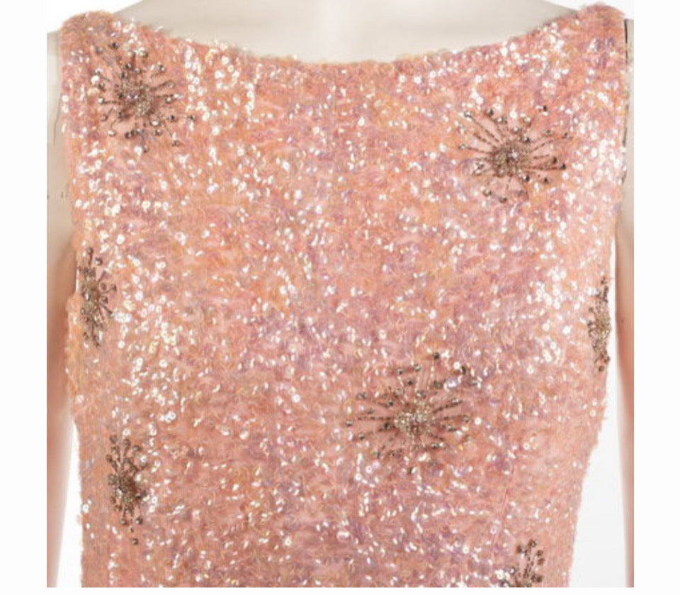 Rare Fran La Bianca Vintage Pink Sequined Dress