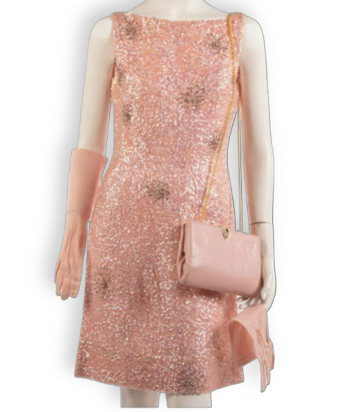 Rare Fran La Bianca Vintage Pink Sequined Dress