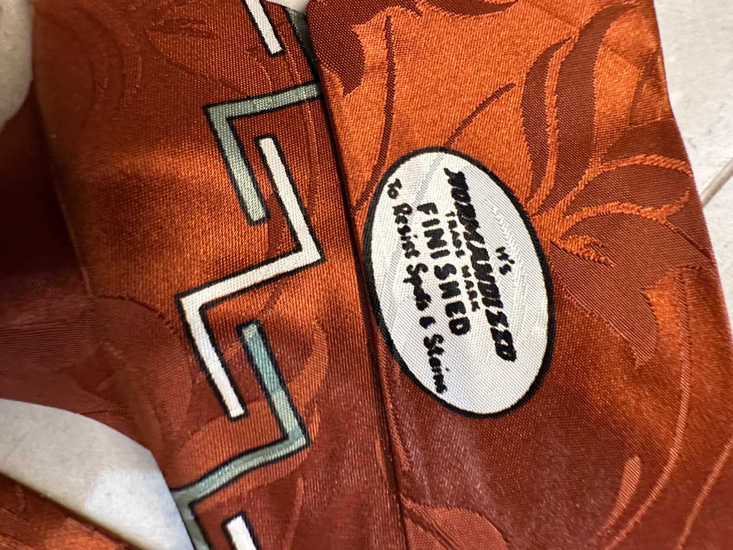 Vintage 1950's Satin Brown Tie with Geometric design