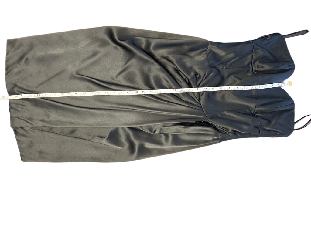 Black Satin Vicky Tiel Tea Length Couture Dress