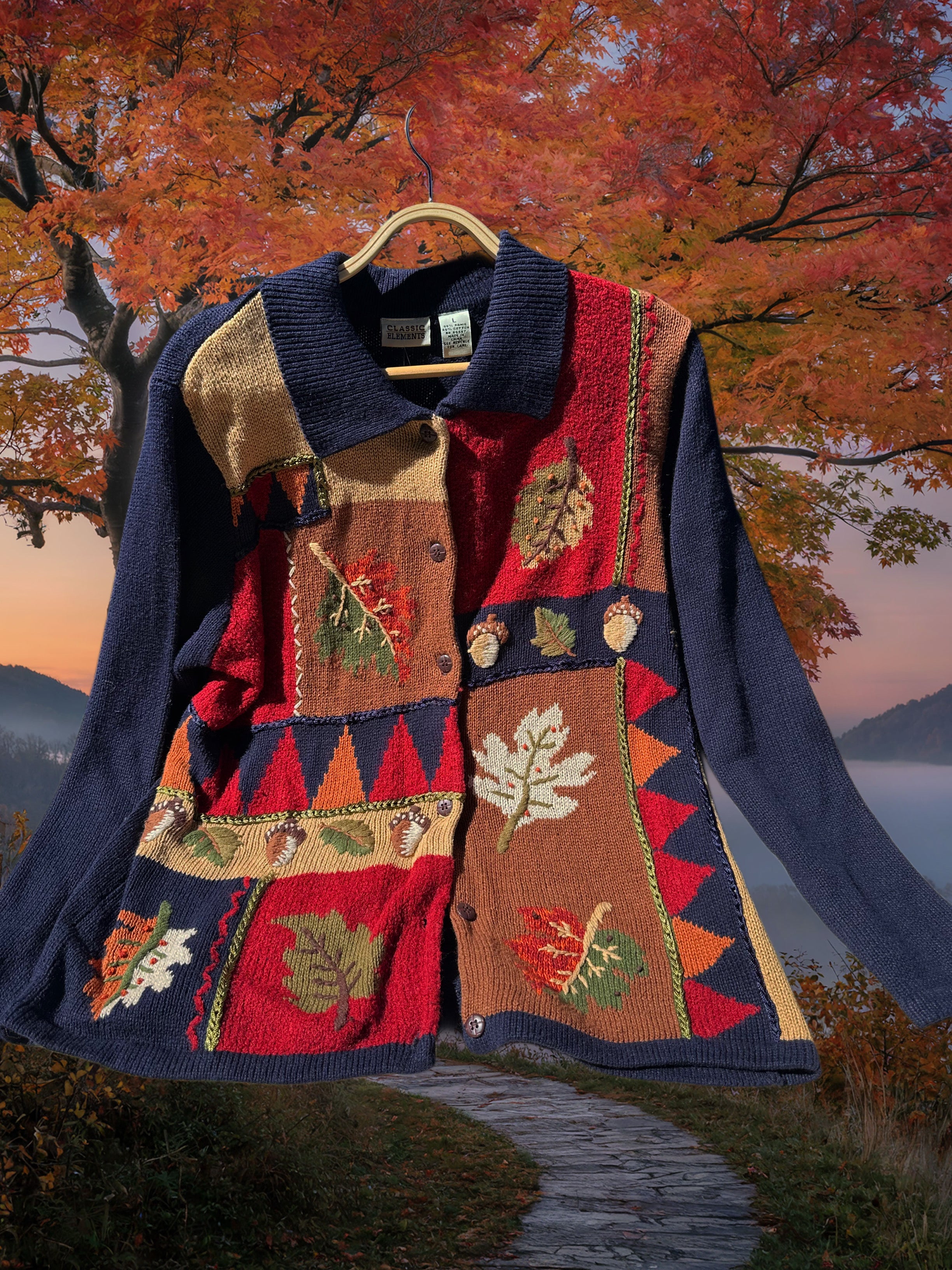 Vintage Fall Leaves Sweater
