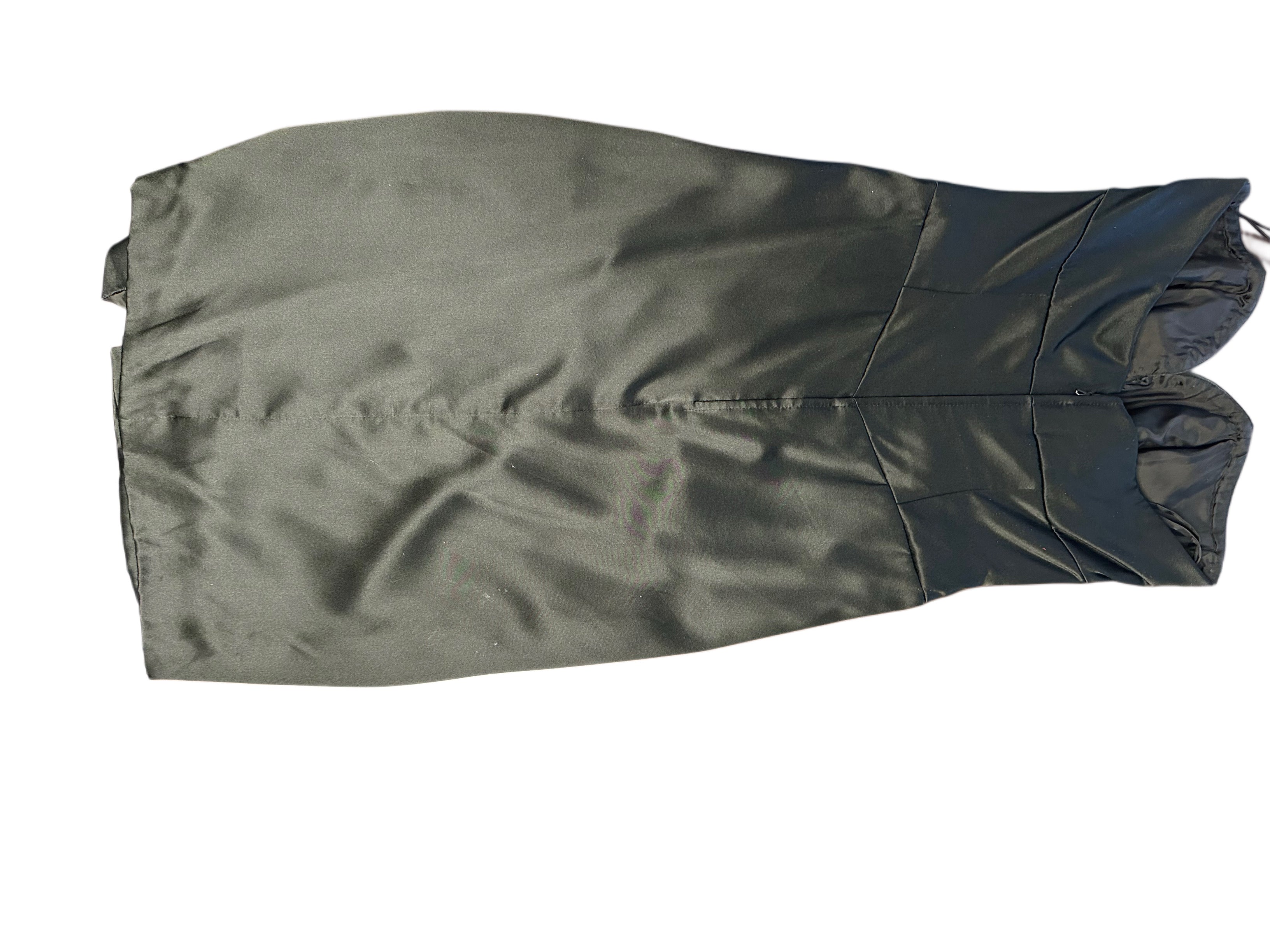 Black Satin Vicky Tiel Tea Length Couture Dress