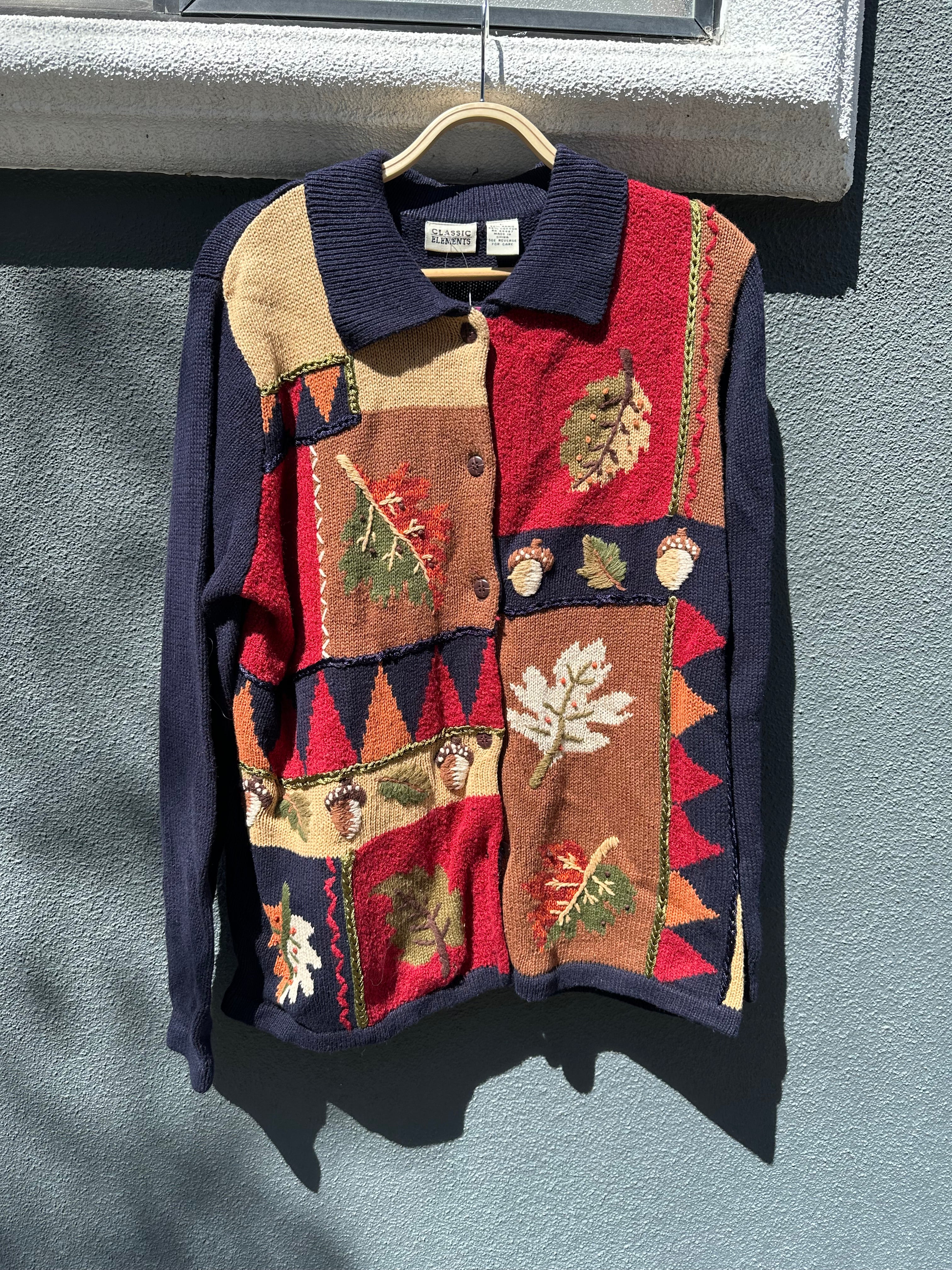 Vintage Fall Leaves Sweater