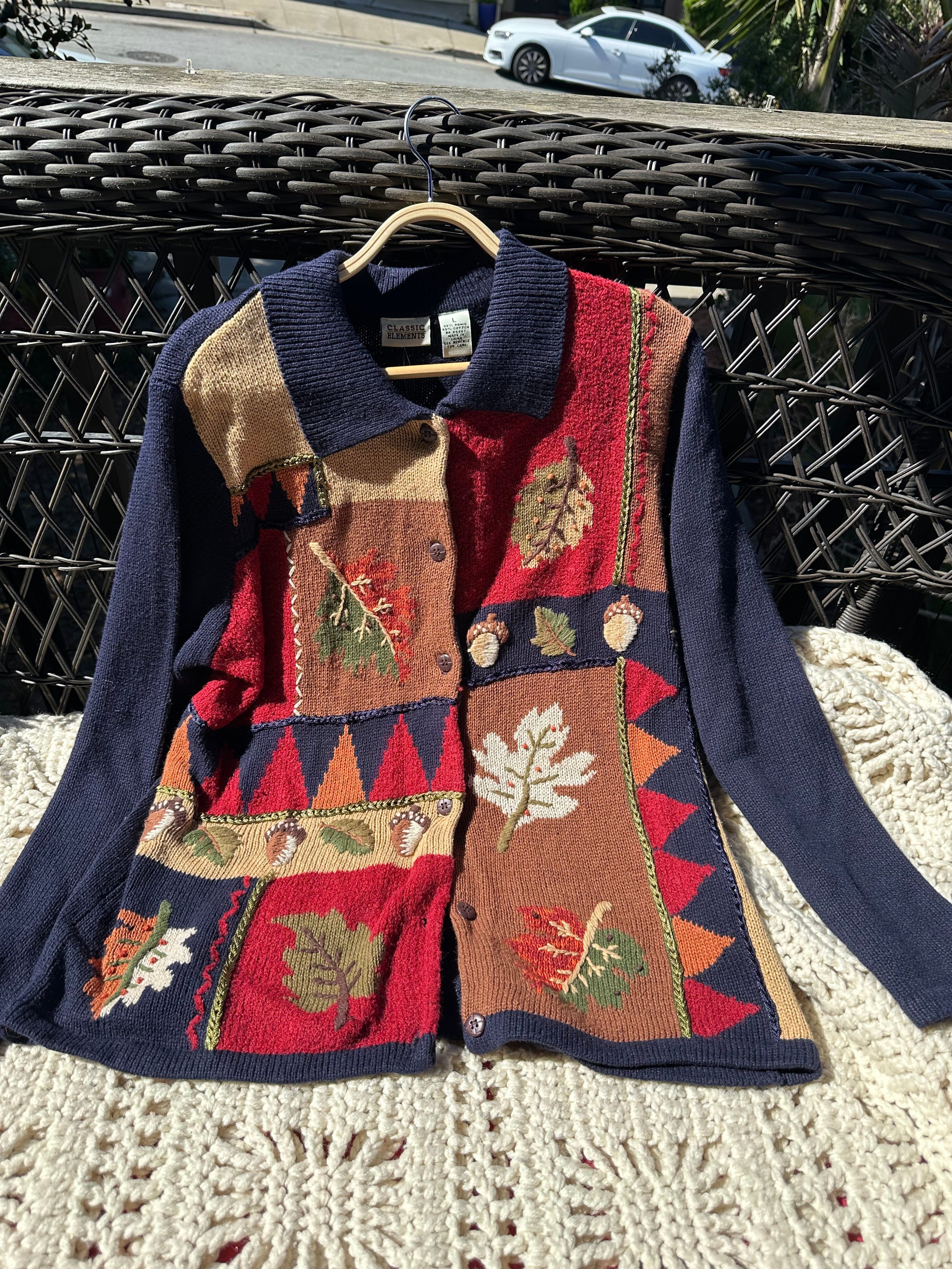 Vintage Fall Leaves Sweater