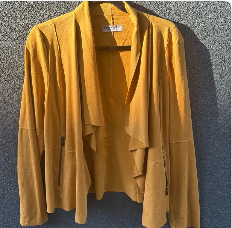 Bagatelle Collection Golden Yellow Faux Suede Jacket (Large)