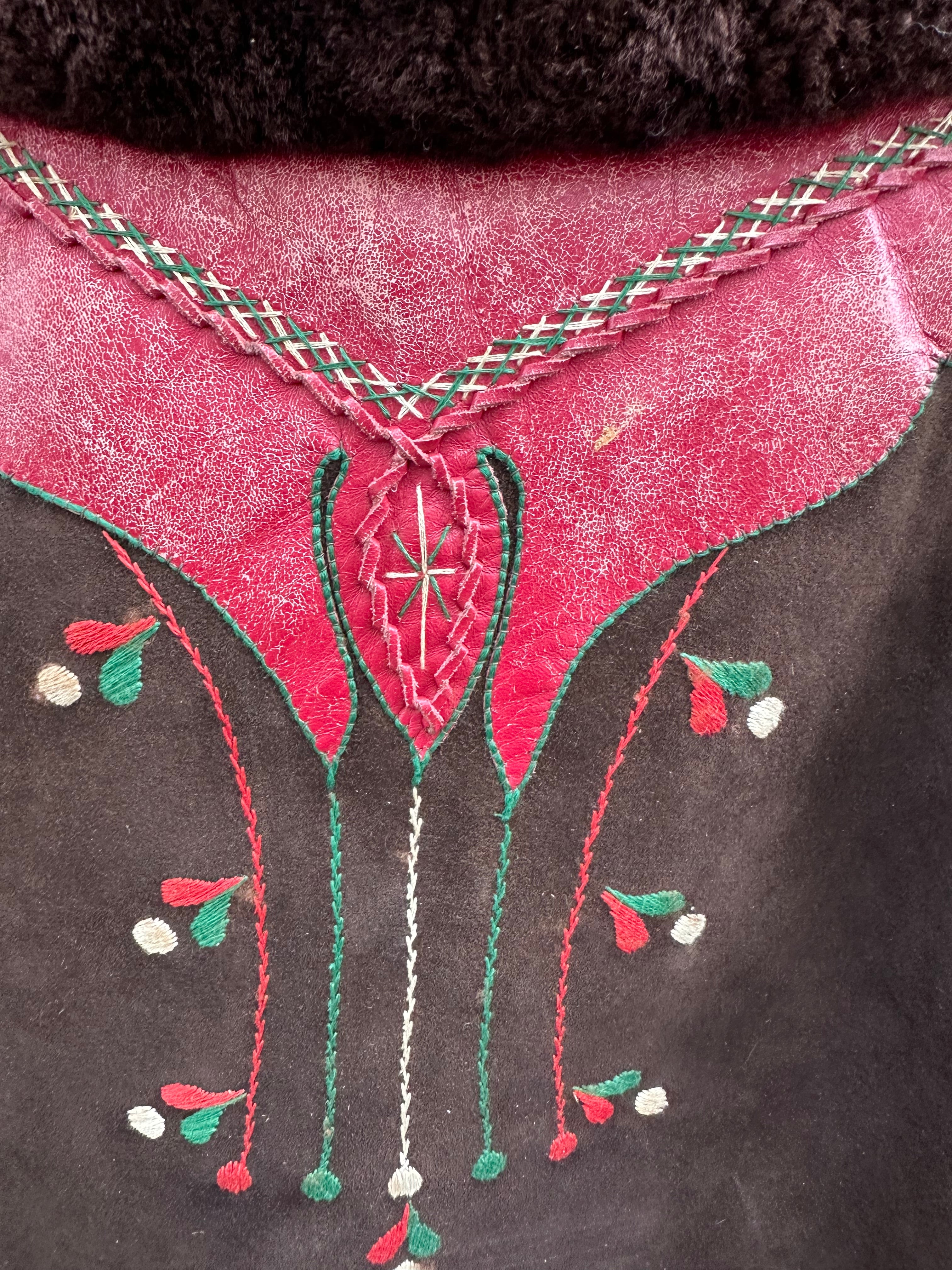 Vintage 1970's Polish Sheepskin Jacket with embroidered details