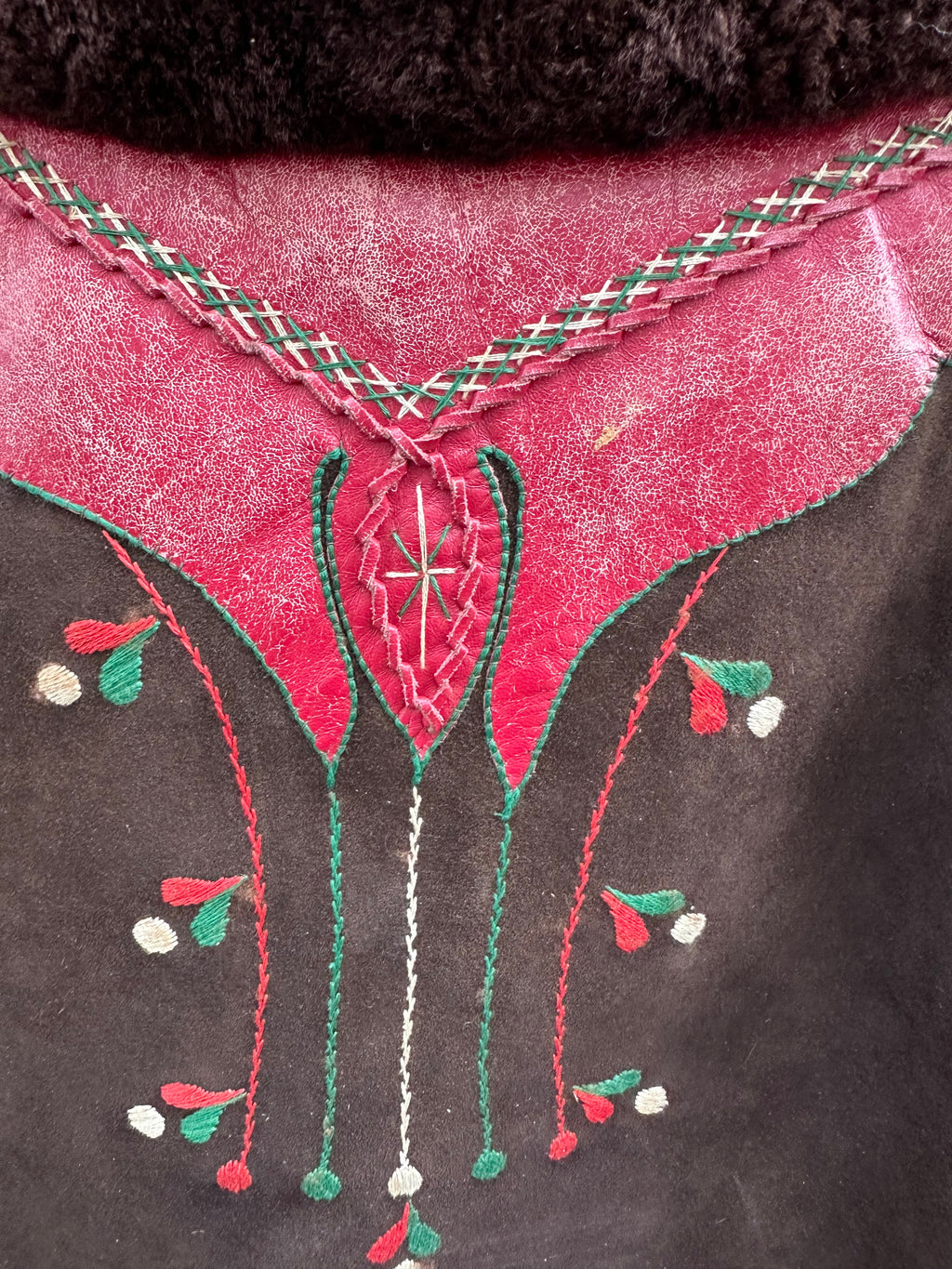 Vintage 1970's Polish Sheepskin Jacket with embroidered details