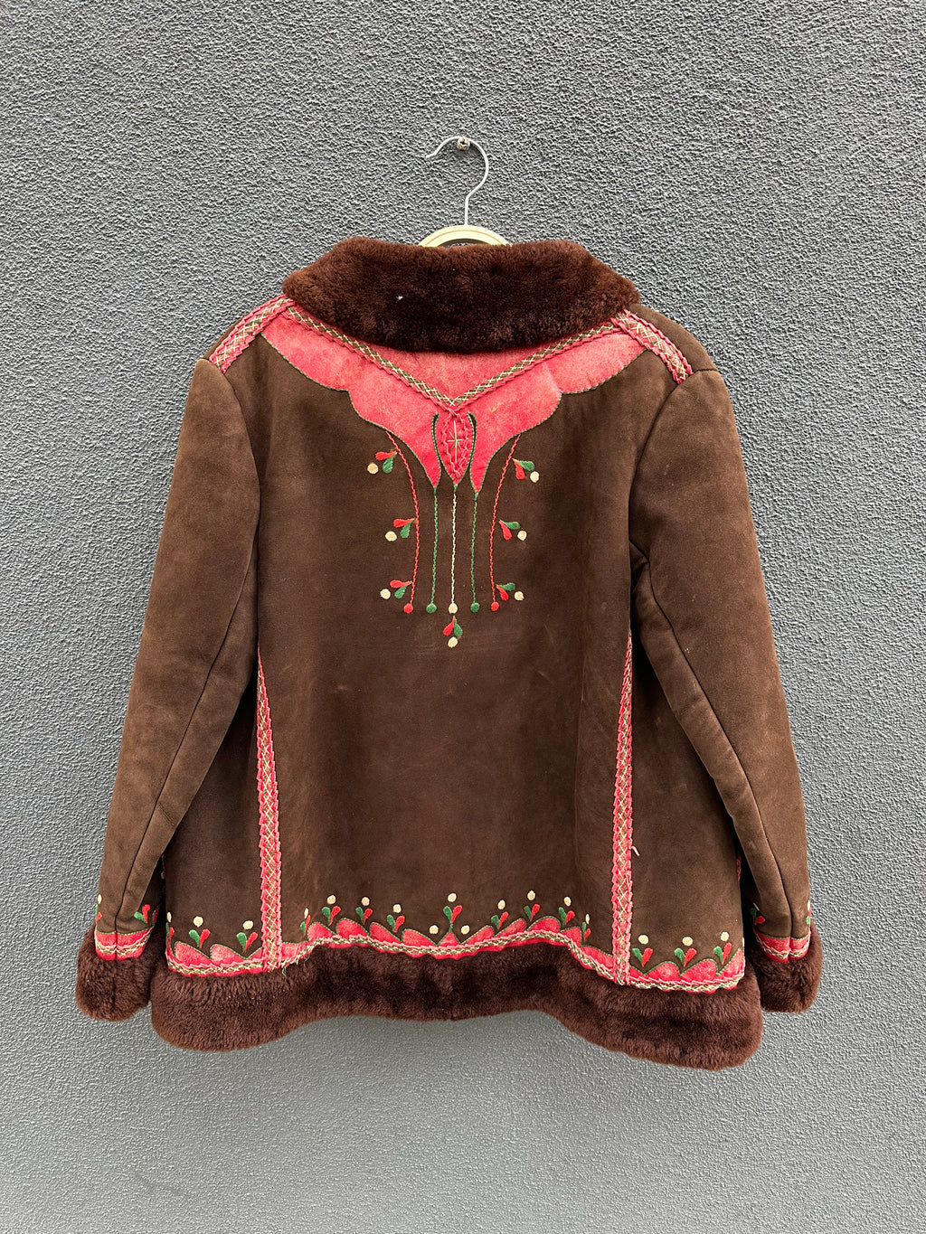 Vintage 1970's Polish Sheepskin Jacket with embroidered details