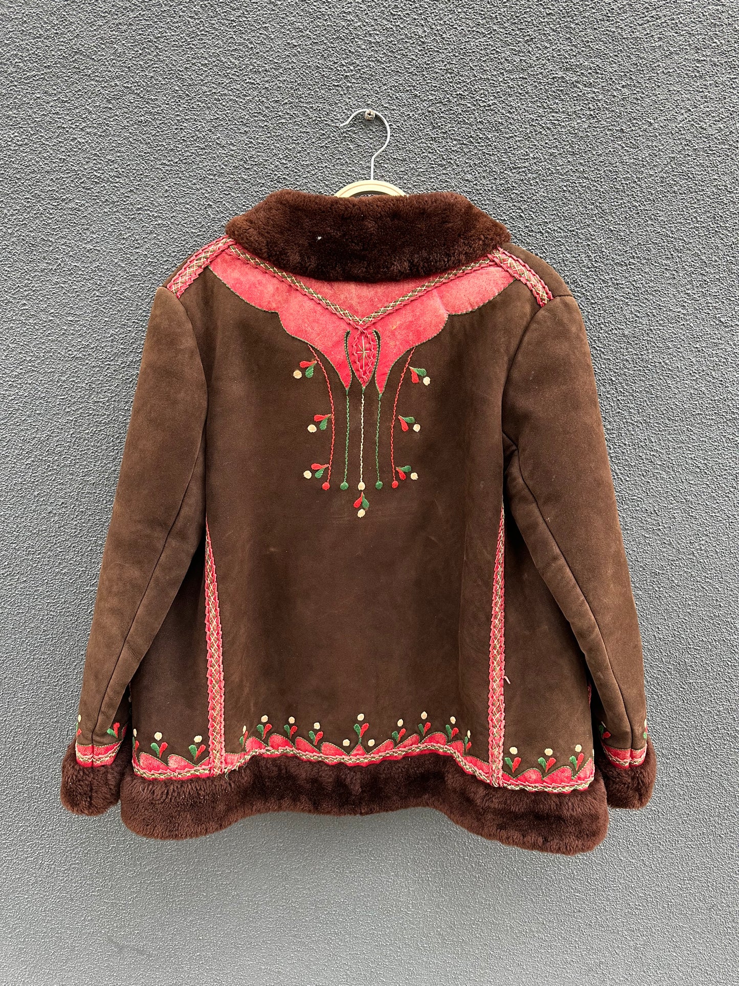 Vintage 1970's Polish Sheepskin Jacket with embroidered details