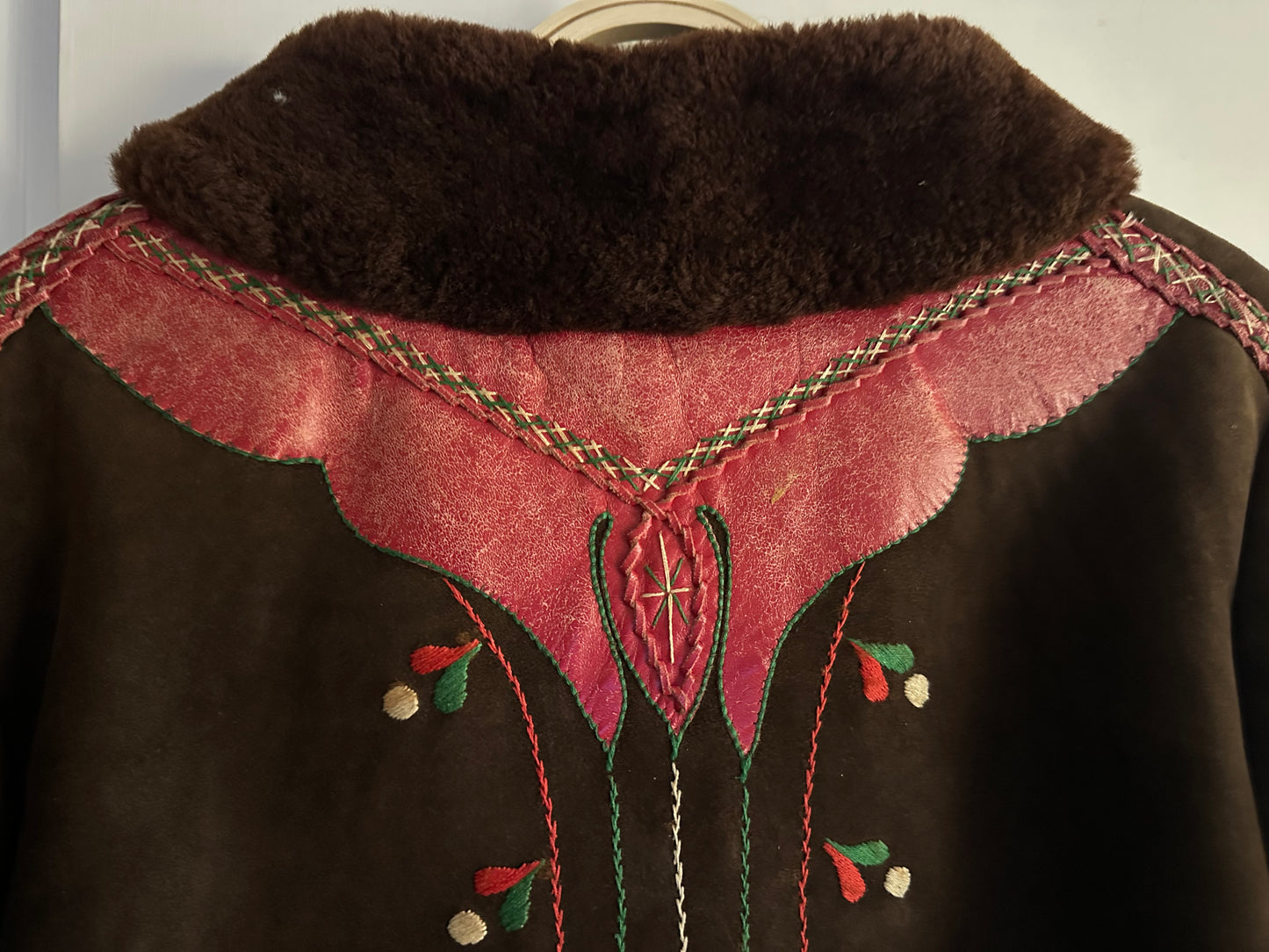 Vintage 1970's Polish Sheepskin Jacket with embroidered details