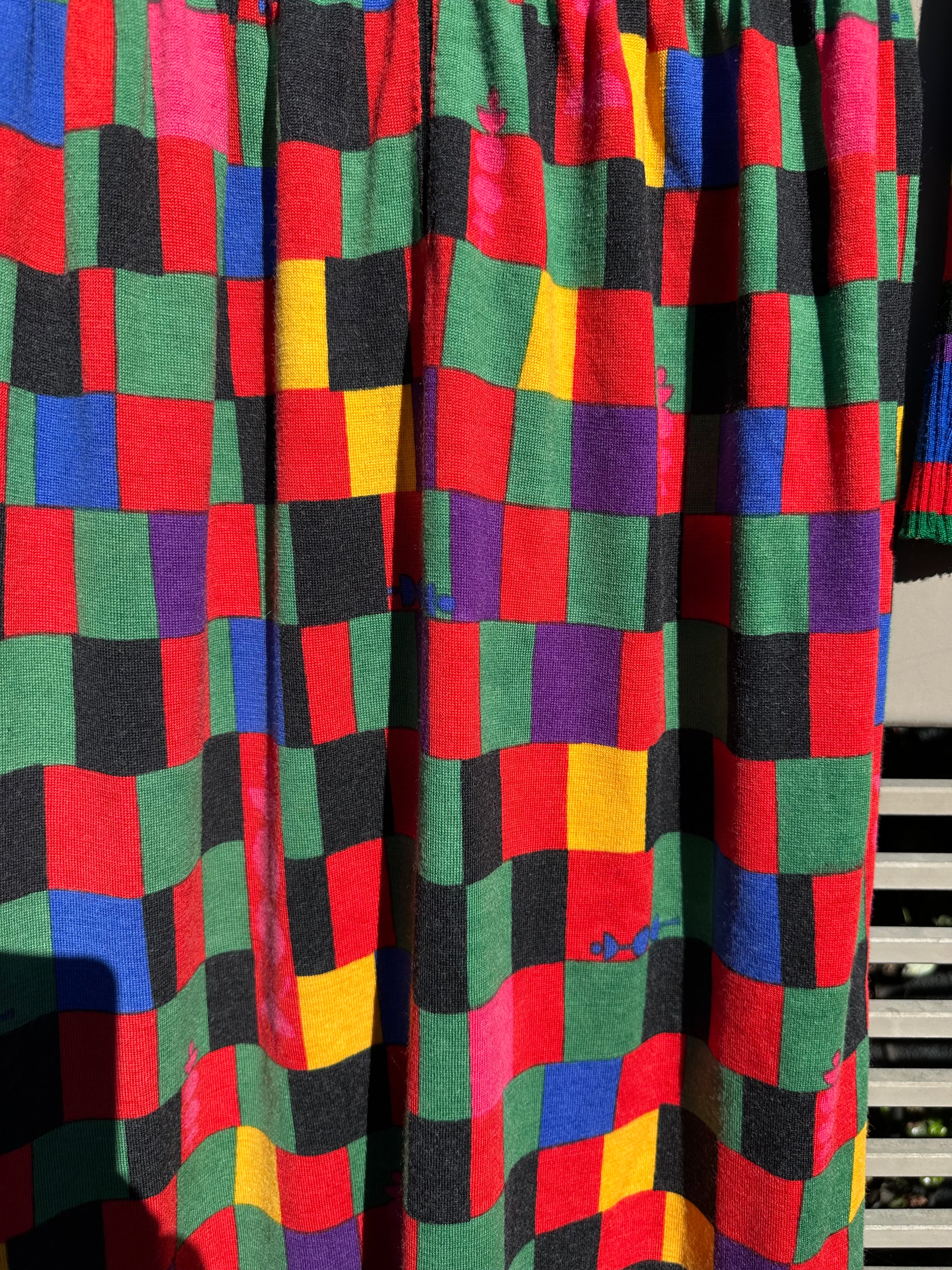 I Magnin & Co 1960's Colorblock Designer Knit Dress Size 12