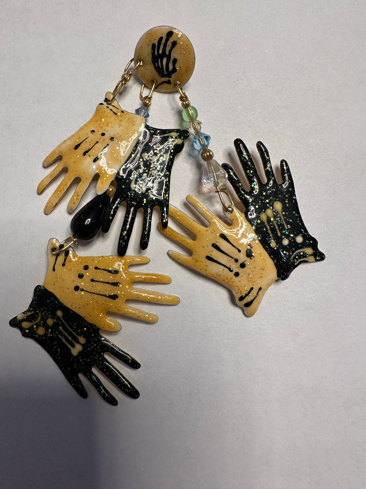 Earrings - Vintage Lunch at the Ritz 88 Black & White Gloves Novelty Earrings