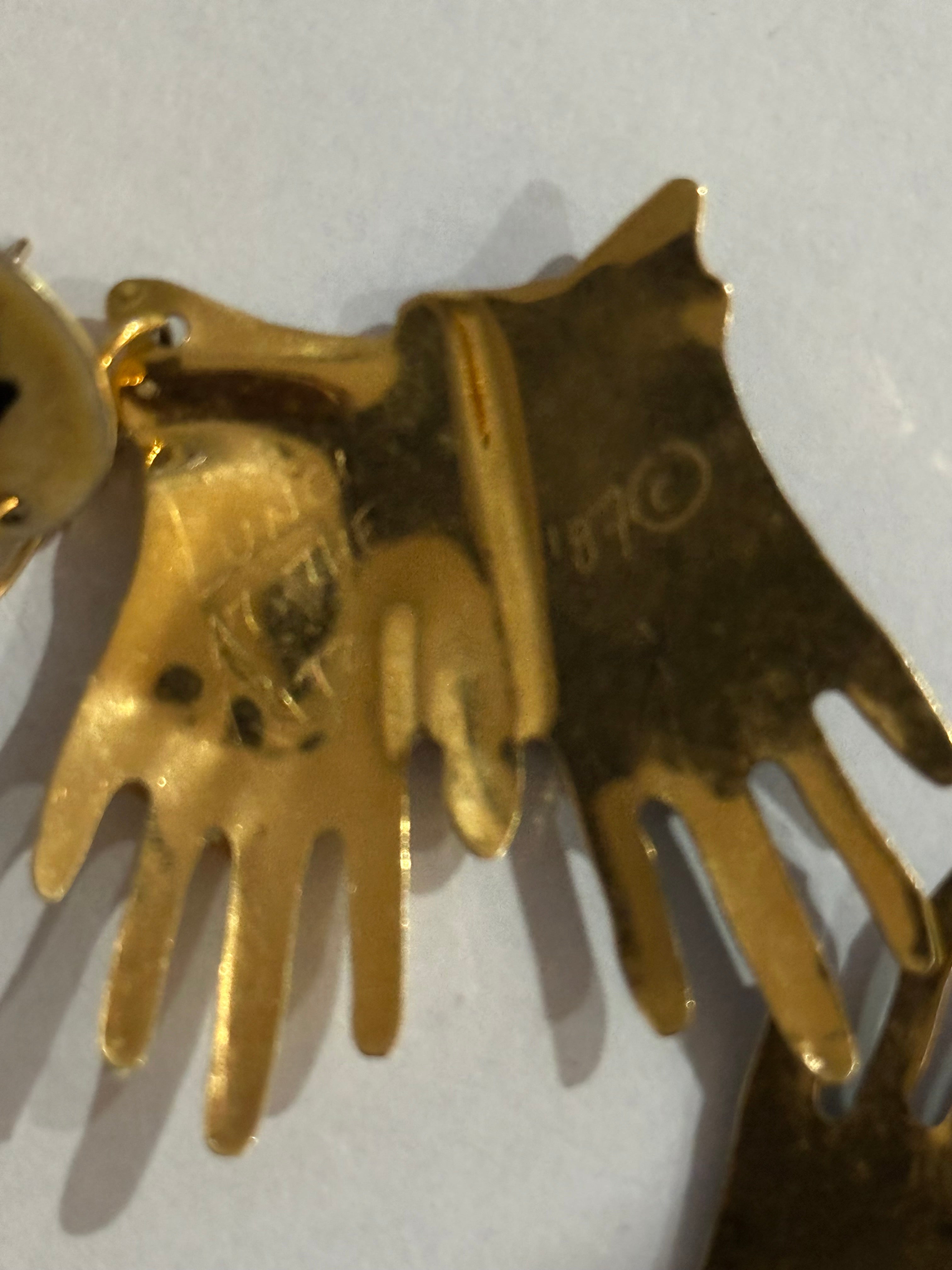 Earrings - Vintage Lunch at the Ritz 88 Black & White Gloves Novelty Earrings