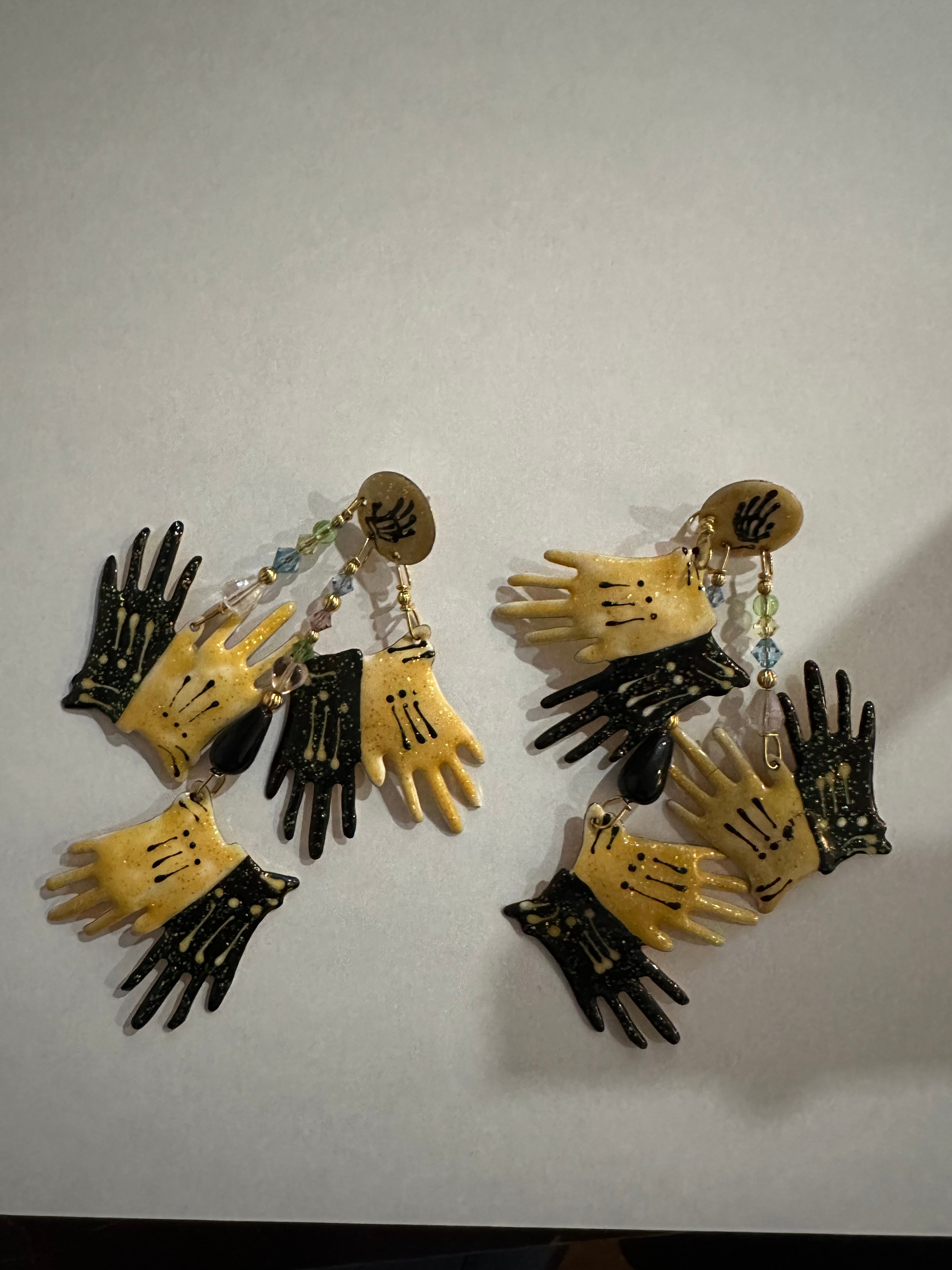 Earrings - Vintage Lunch at the Ritz 88 Black & White Gloves Novelty Earrings