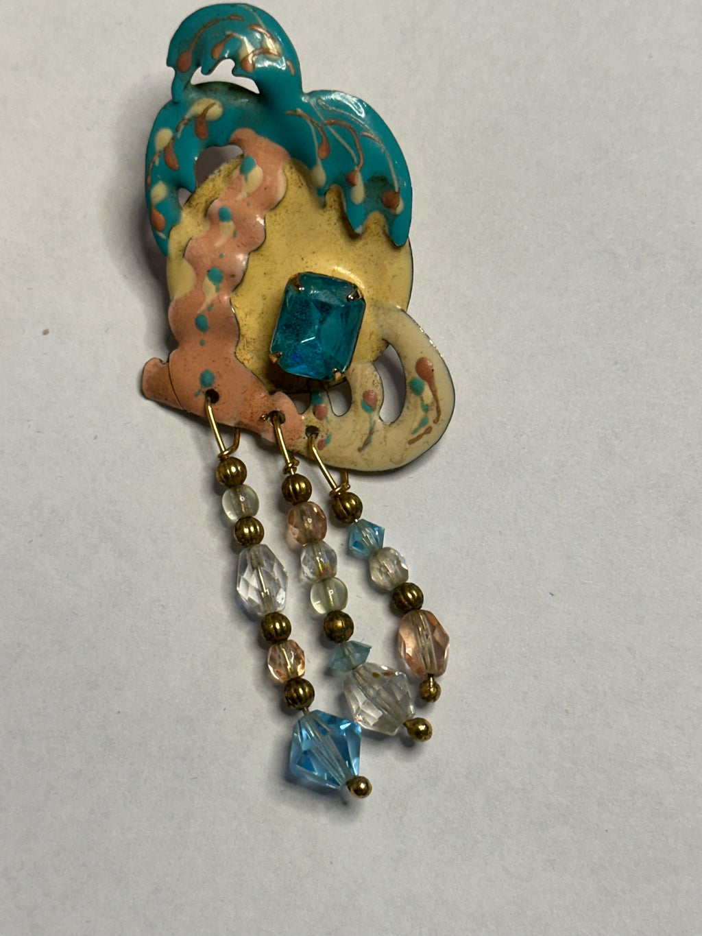 Lunch at the Ritz Vintage Tropical Palm Tree Beaded Dangle Earrings Circa 1988