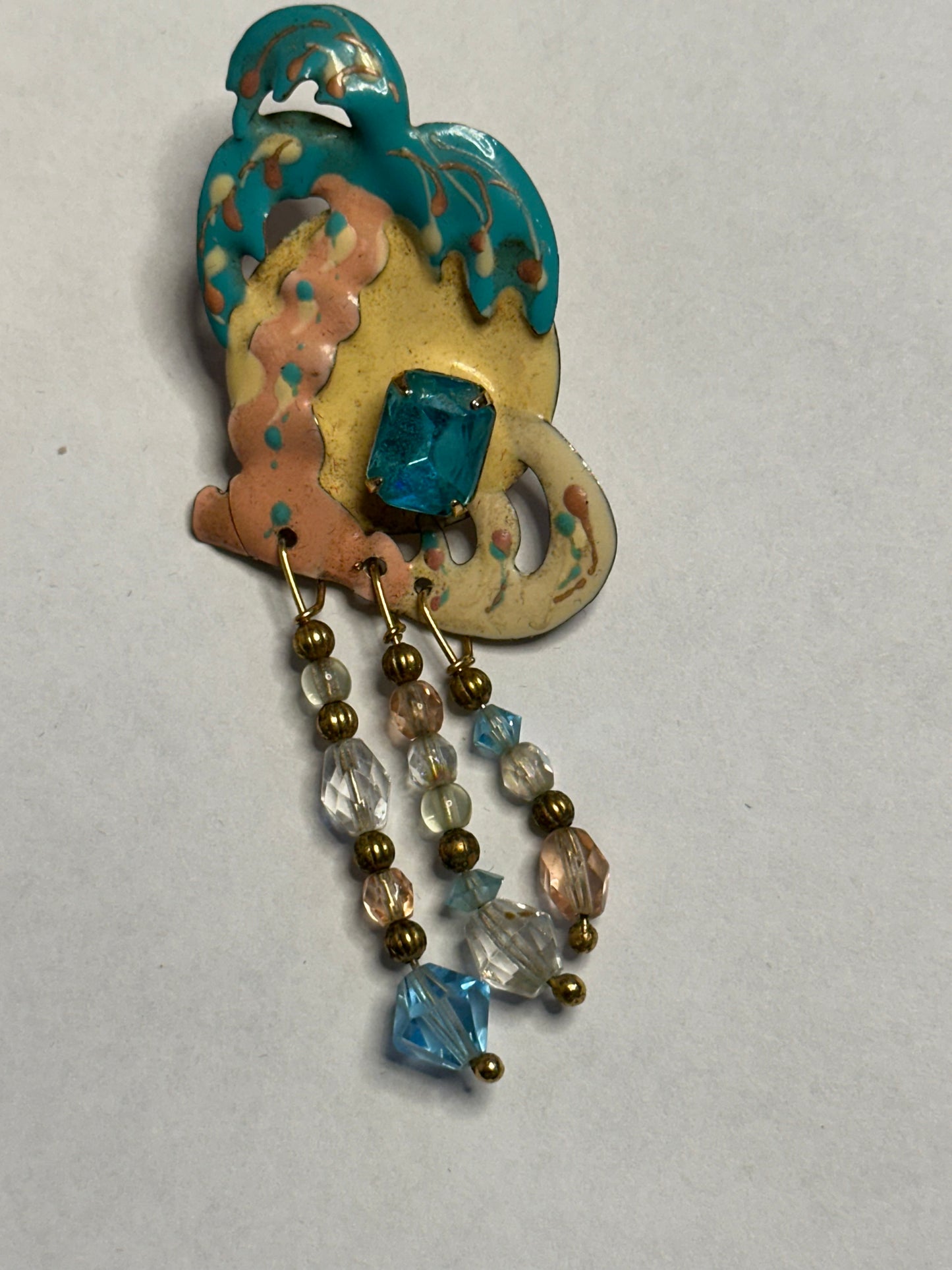 Lunch at the Ritz Vintage Tropical Palm Tree Beaded Dangle Earrings Circa 1988