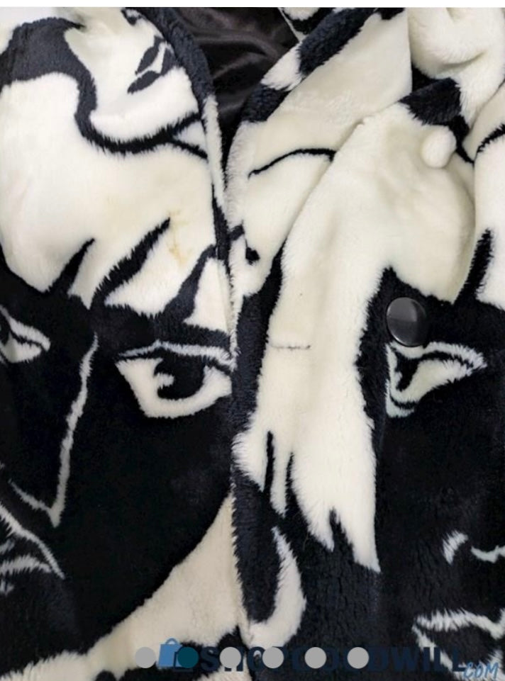 Vintage 1980's Pre-owned Regal Collection Picasso Inspired Faux Fur Coat (Med)