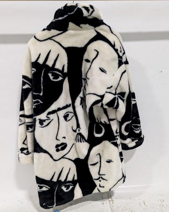 Vintage 1980's Pre-owned Regal Collection Picasso Inspired Faux Fur Coat (Med)