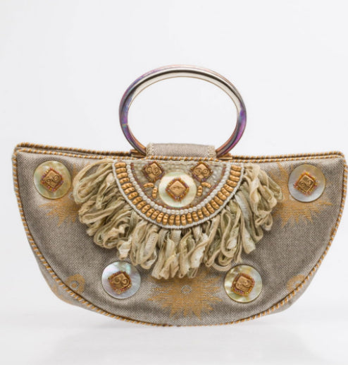 Vintage Mary Frances Embellished Half Moon Handbag