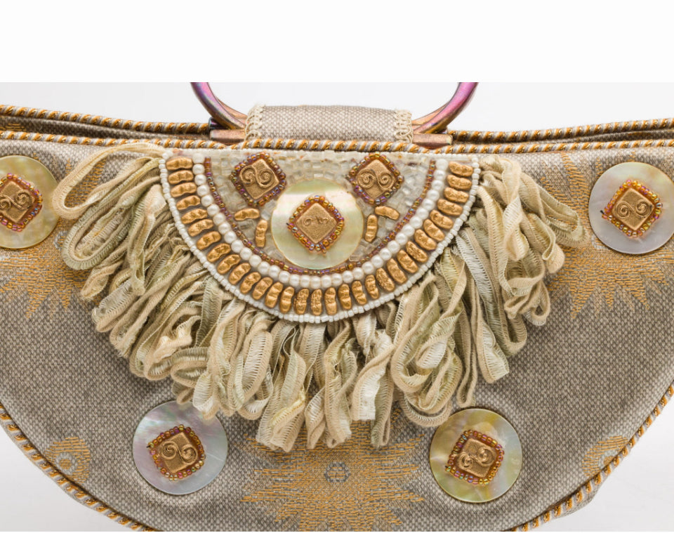 Vintage Mary Frances Embellished Half Moon Handbag