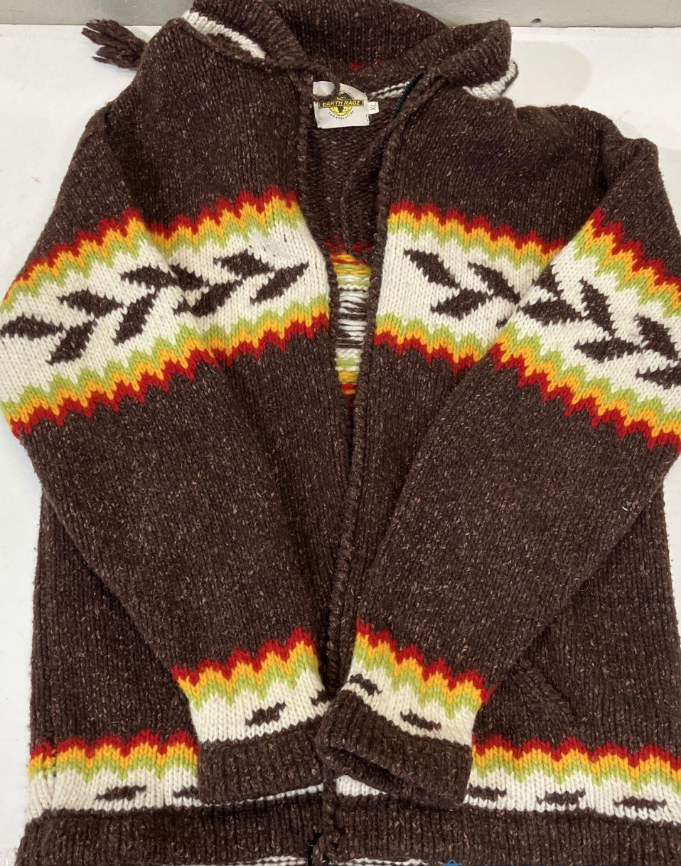 Vintage Handmade Earth Ragz Zip Aztec Hoodie XL Sweater