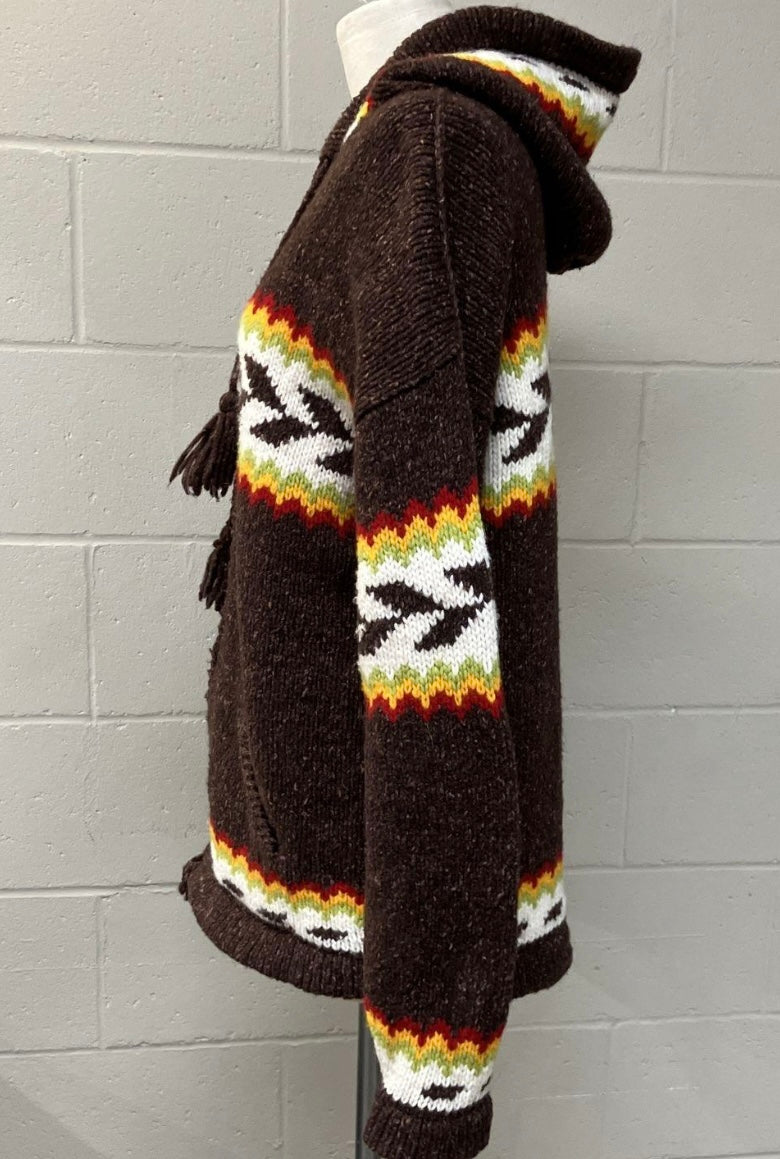 Vintage Handmade Earth Ragz Zip Aztec Hoodie XL Sweater