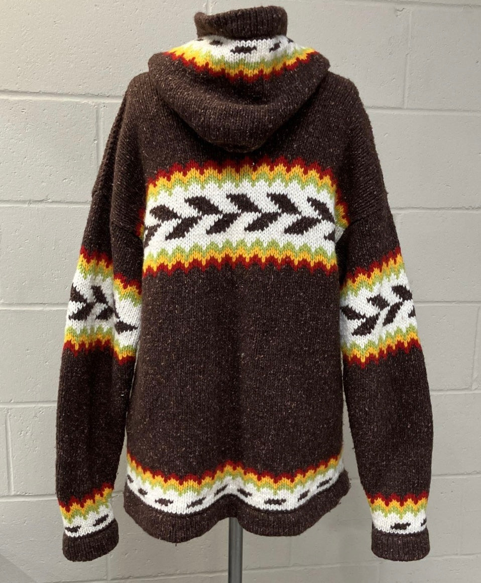 Vintage Handmade Earth Ragz Zip Aztec Hoodie XL Sweater