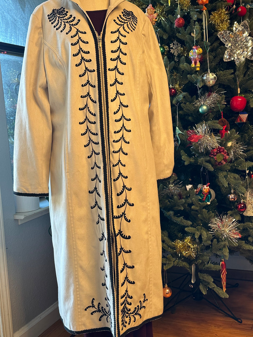 Vintage Faux Suede Cream Duster Coat