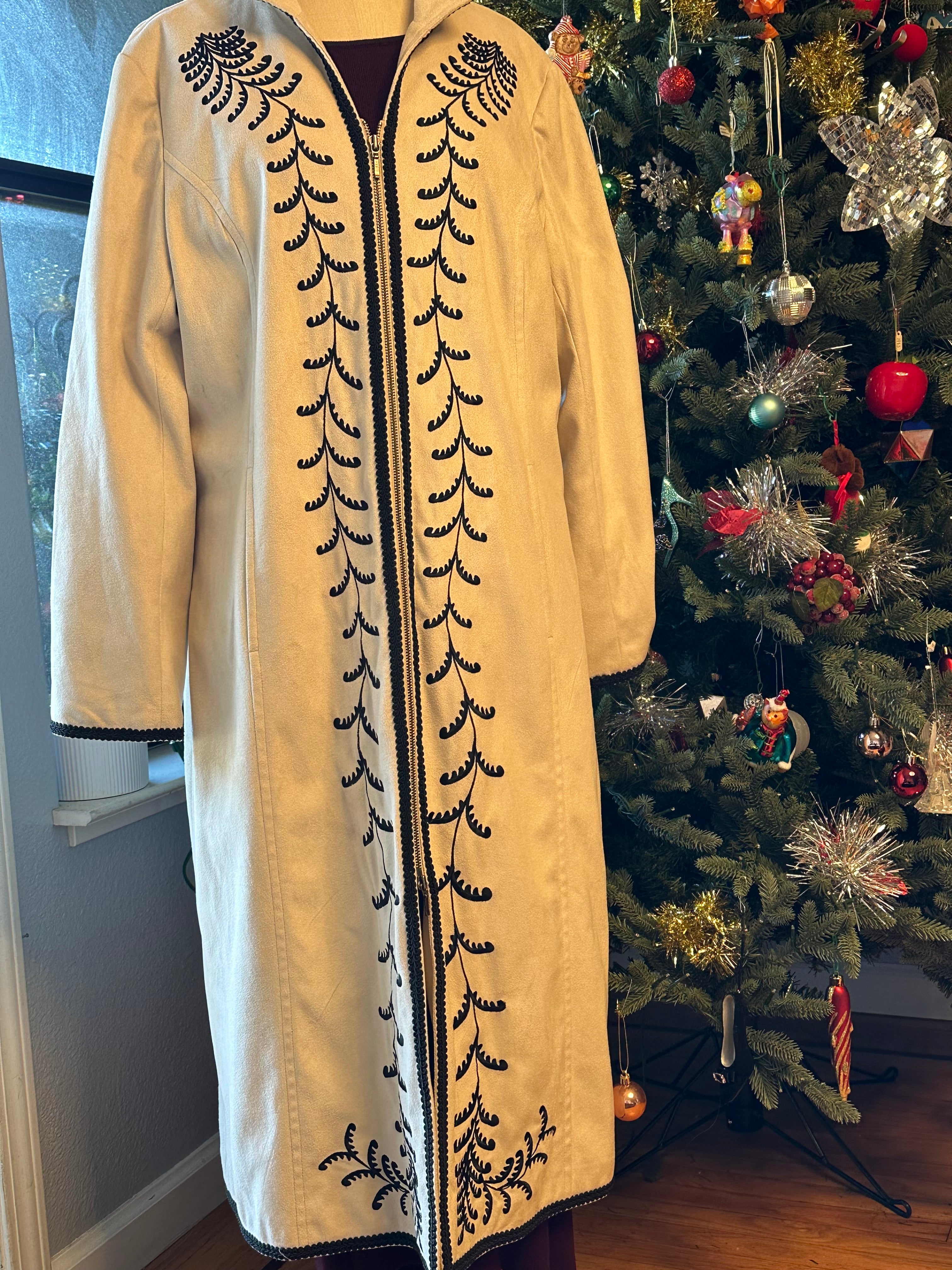 Vintage Faux Suede Cream Duster Coat