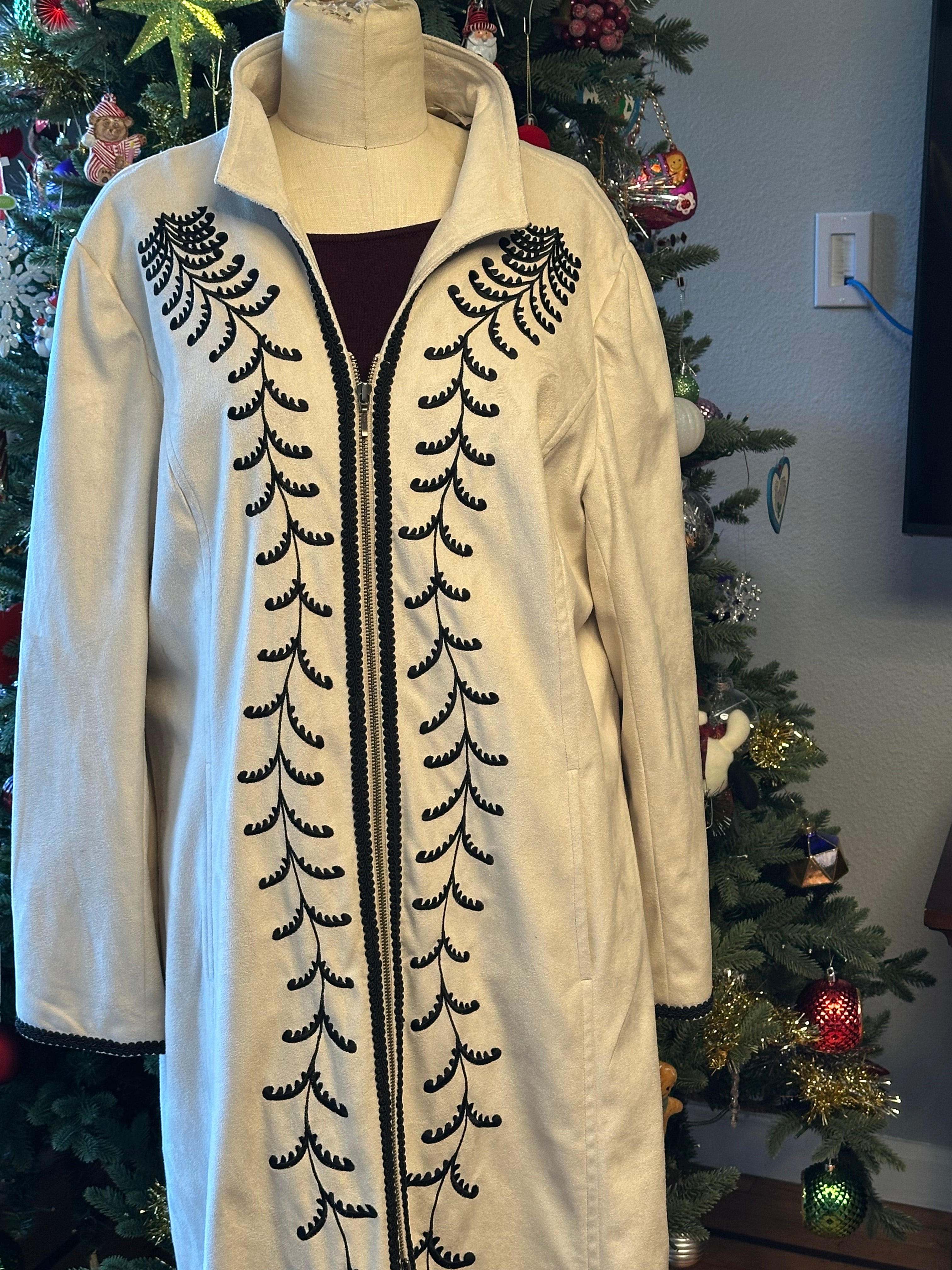 Vintage Faux Suede Cream Duster Coat